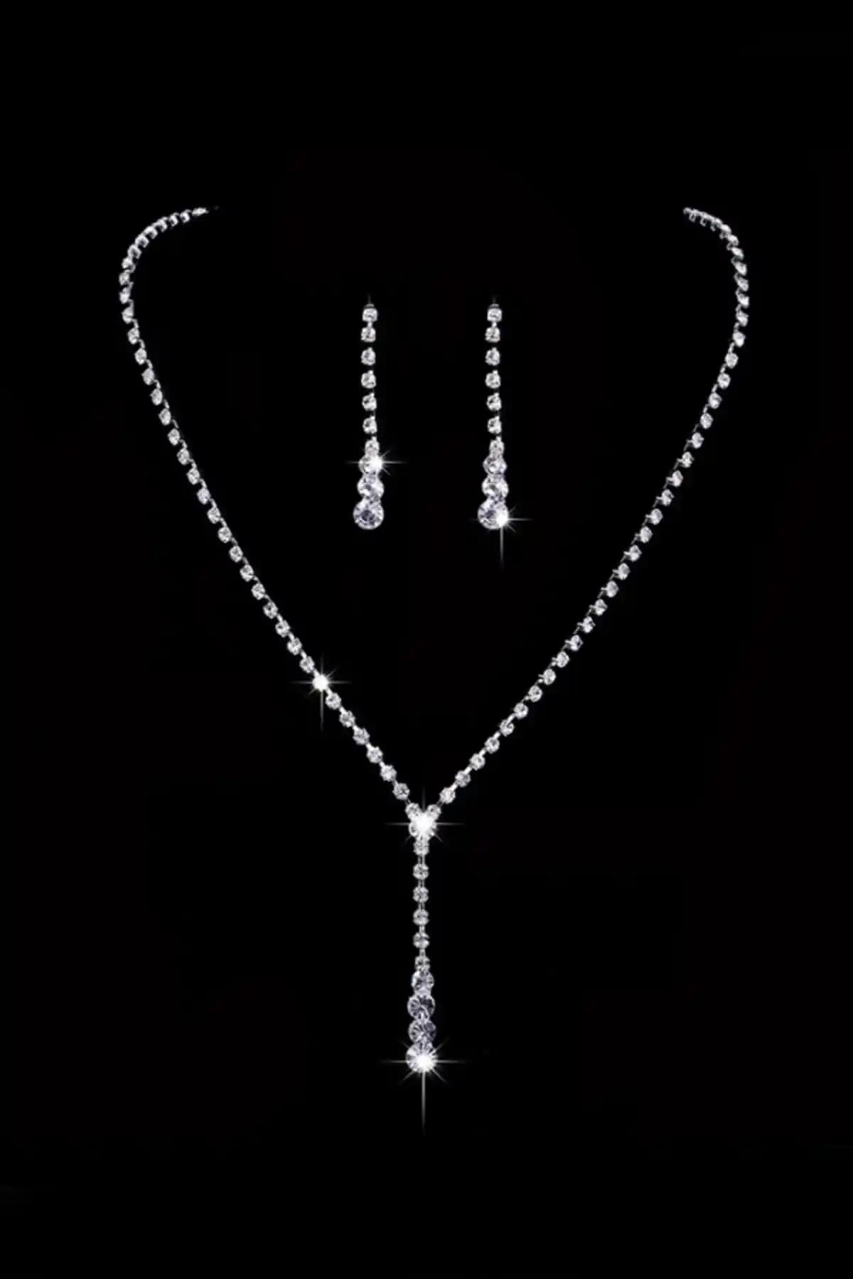 Chavin Düğün Nişan Kına Damla Taşlı Kolye ve Küpe Setleri Karşılaştırması