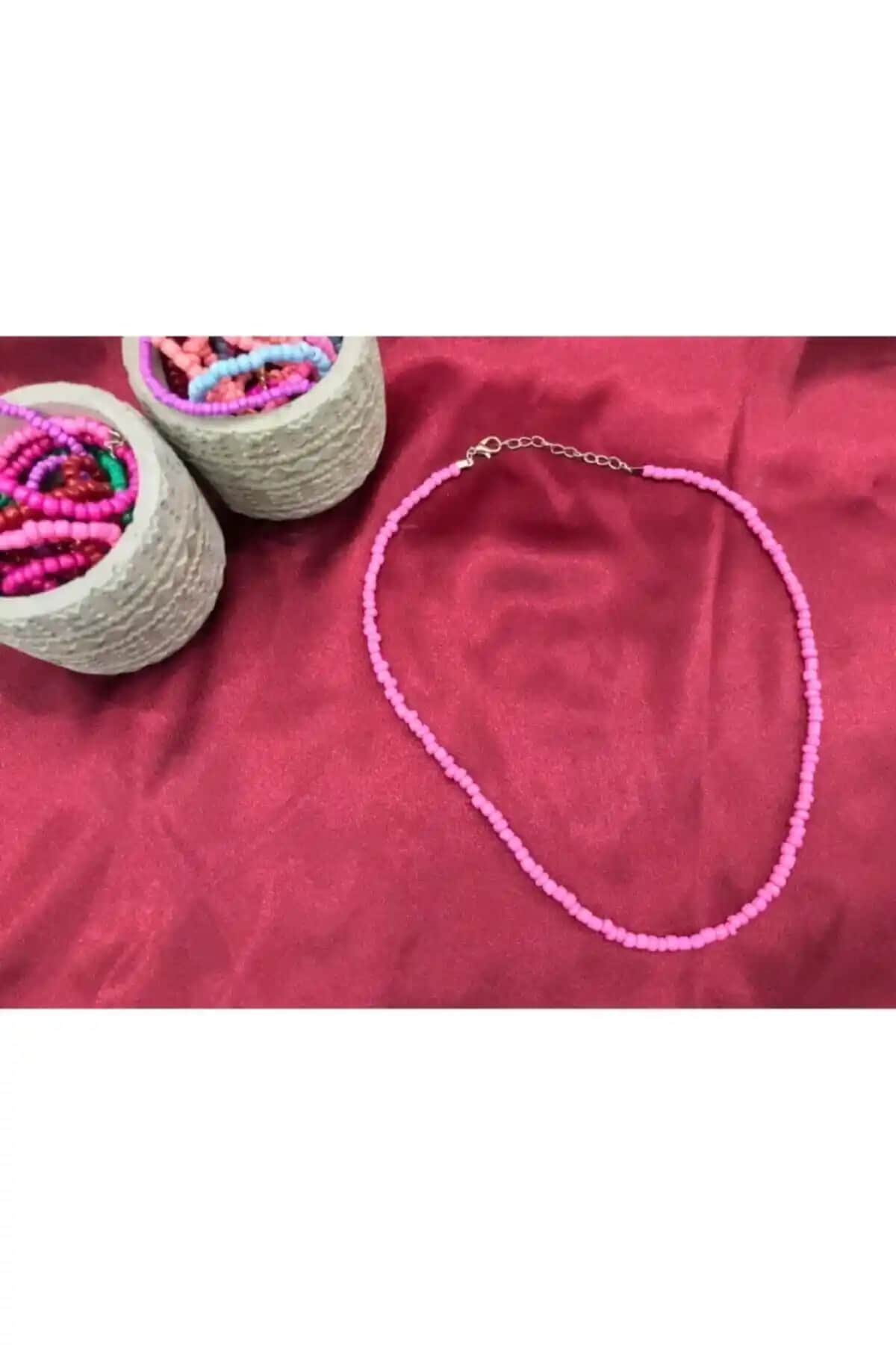 COSİBELLA Kadın Pembe Boncuk Etnik El Yapımı Kolye Şıklık ve Özgünlük Sunar