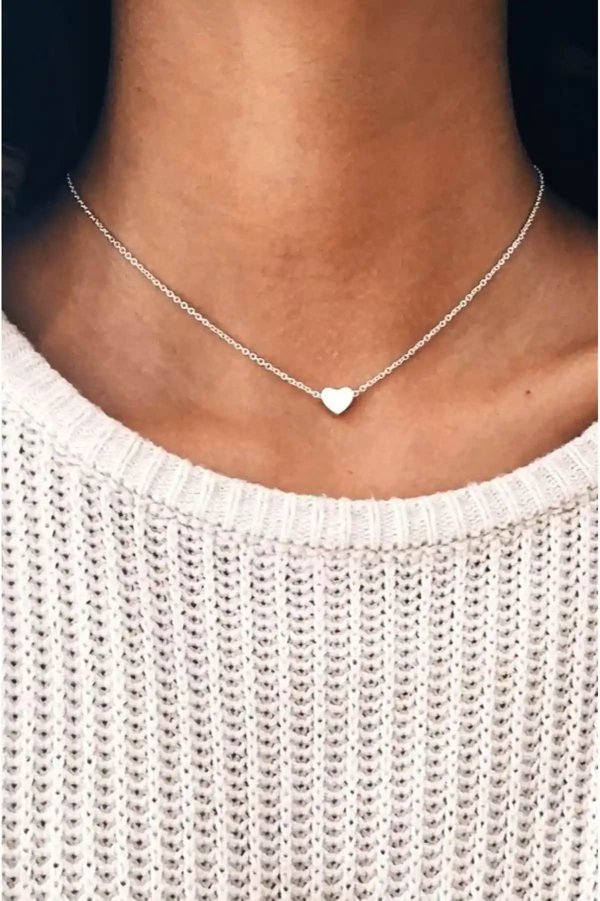 EK Design Gümüş Paslanmaz Çelik Zincirlik Minimal Kalpli Kolye İncelenmesi