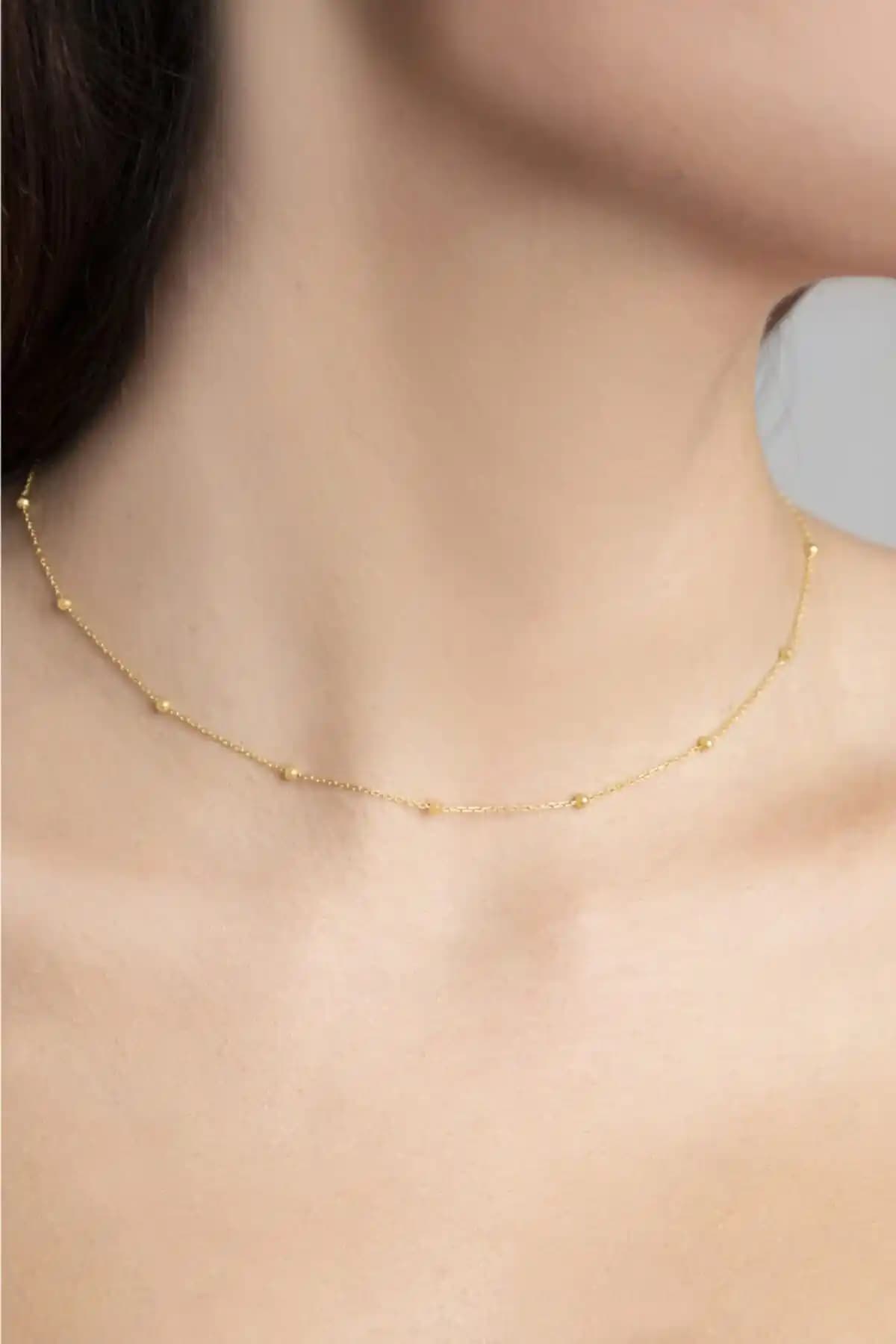 Elika Silver Top Zincirli Altın Kaplama 925 Ayar Gümüş Kolye Modern ve Şık Tasarım