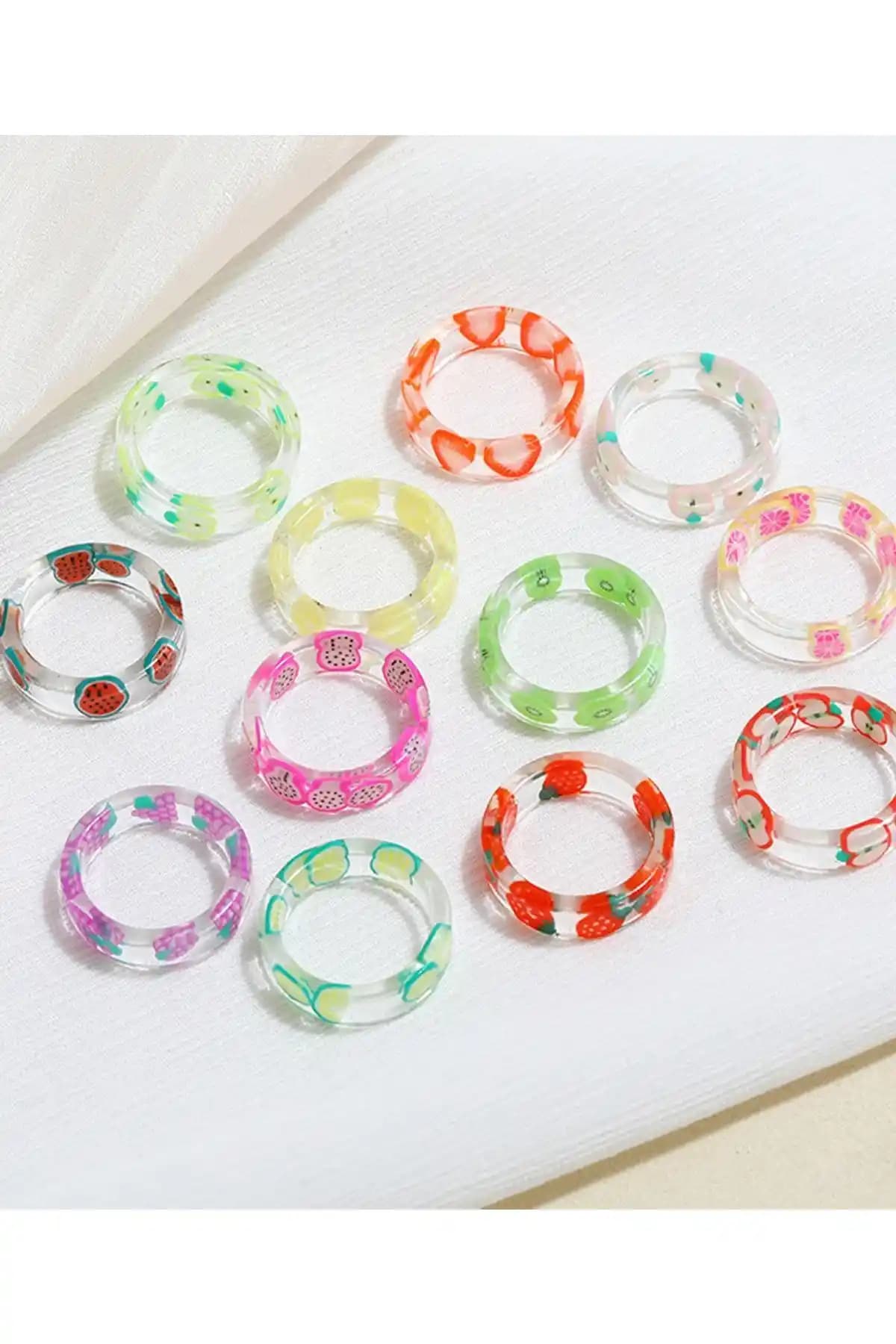 Ervalina 3'lü Meyve Figürlü Yüzük Seti Estetik ve Dayanıklı Tasarım Özellikleri