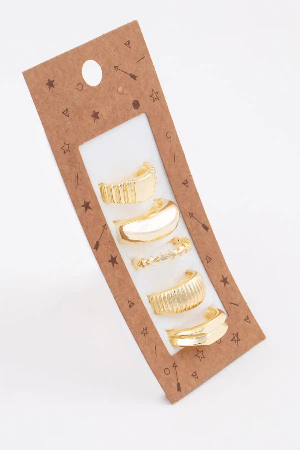 Ervalina 5'li Tasarım Set Yüzük 322: Şık ve Dayanıklı Kadın Takı Aksesuarları