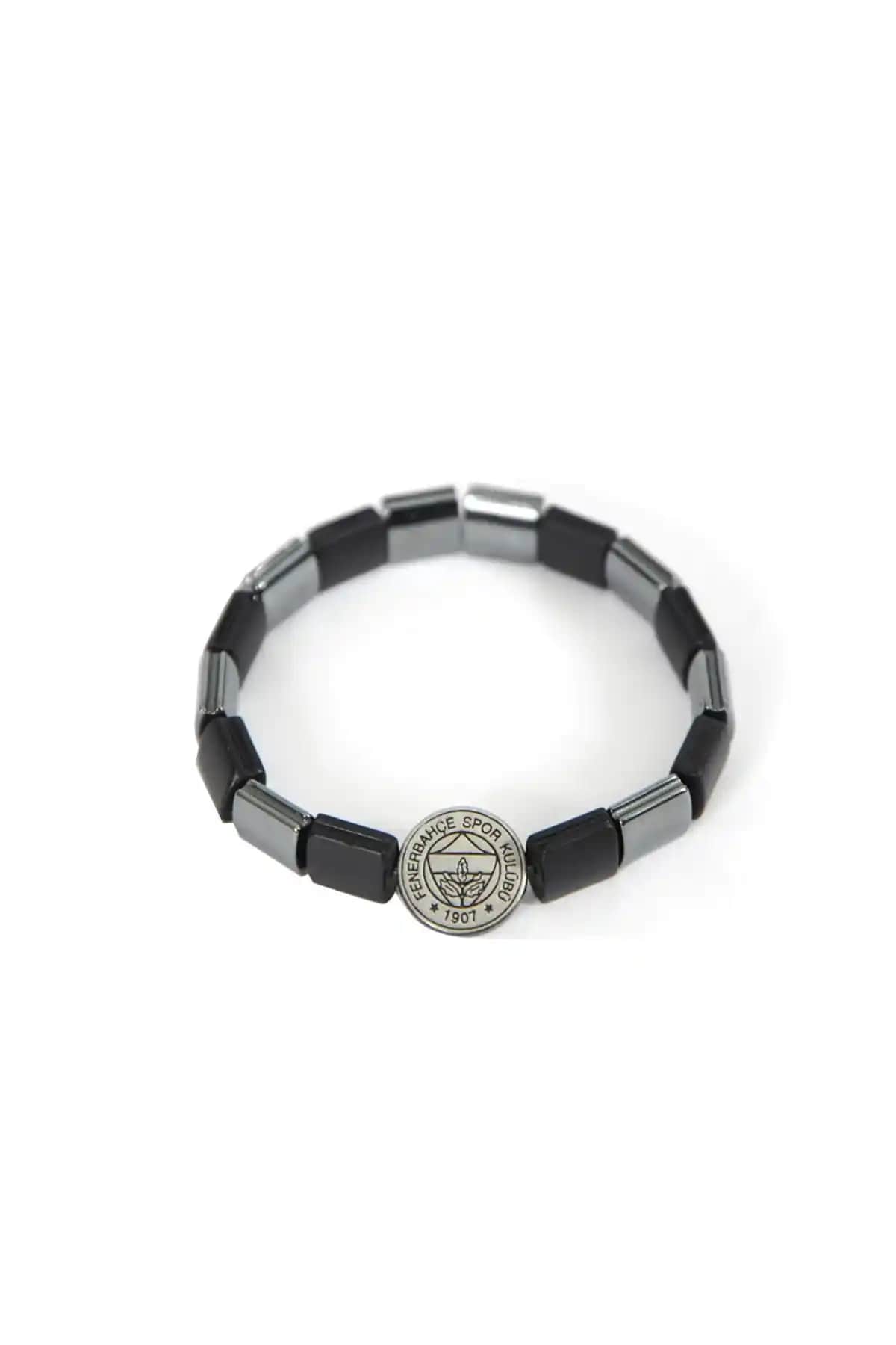 Fenerbahçe Hematit ve Onix Kare Doğlataş Bileklik Modern ve Şık Tasarım