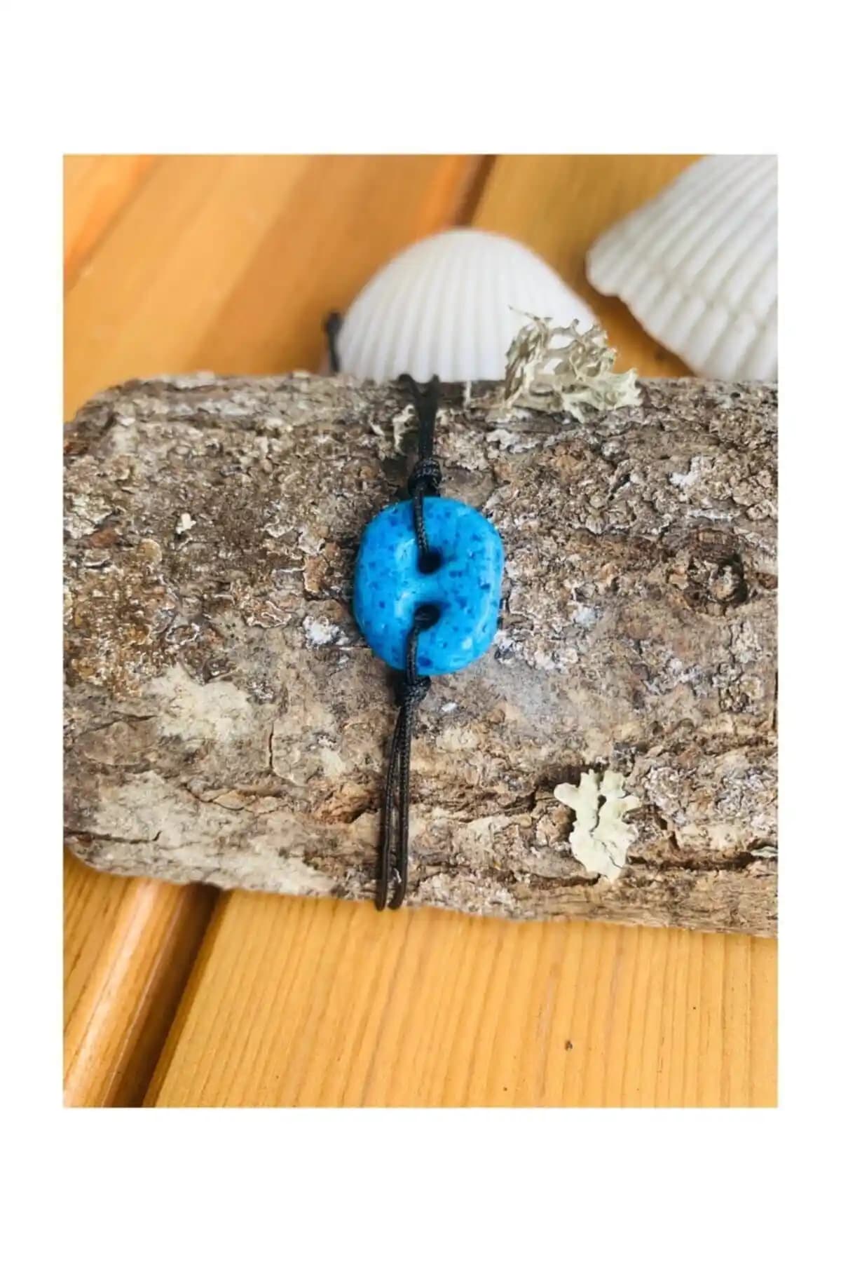 Haksal Gümsüçülük Tasarımı Siyah Nazar Boncuklu Doğal Taşlı Gümüş Bileklik