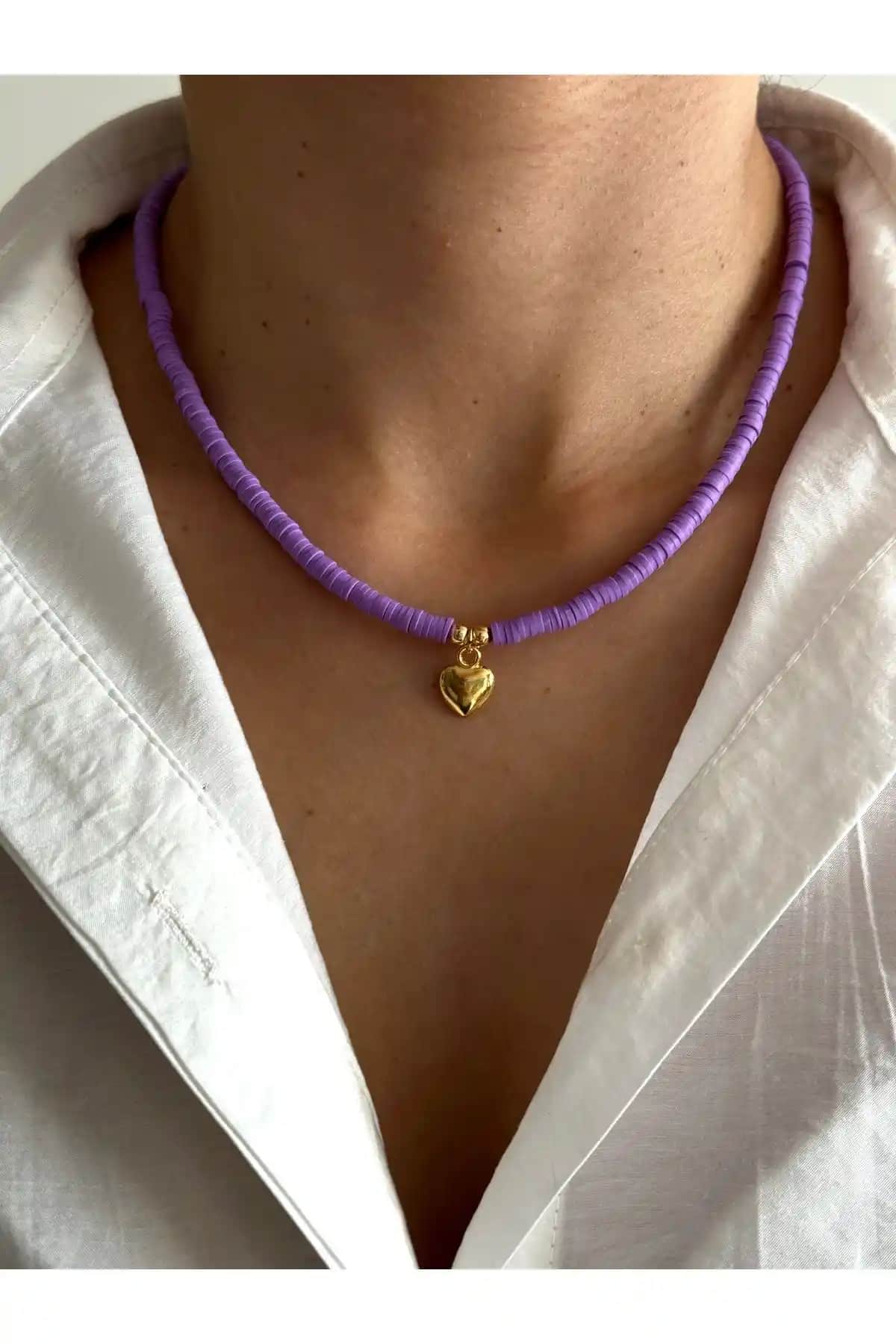 HERCY Kalpli Lila Fimo Kolye: Zarif ve Modern Minimal Takı Seçenekleri