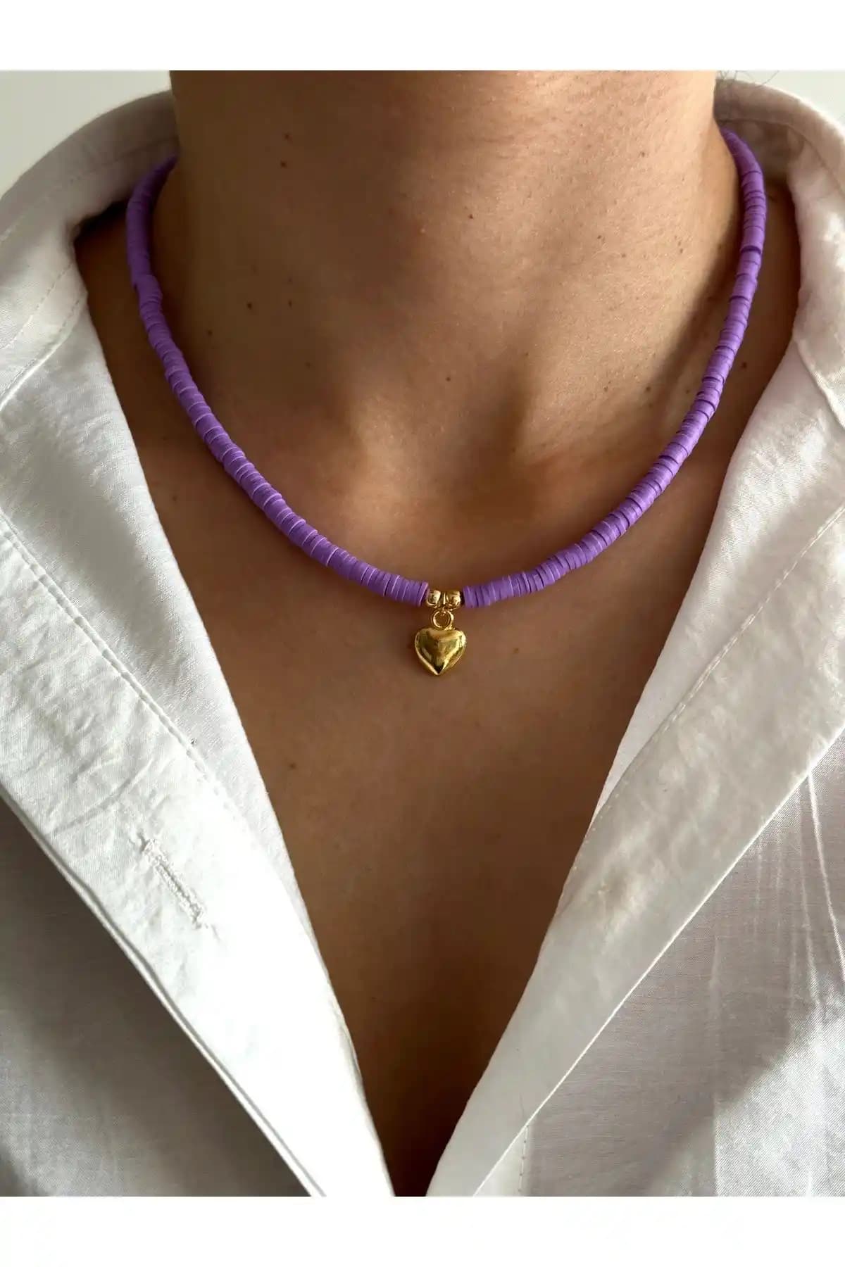 HERCY Kalpli Lila Fimo Kolye: Zarif ve Modern Minimal Takı Seçenekleri