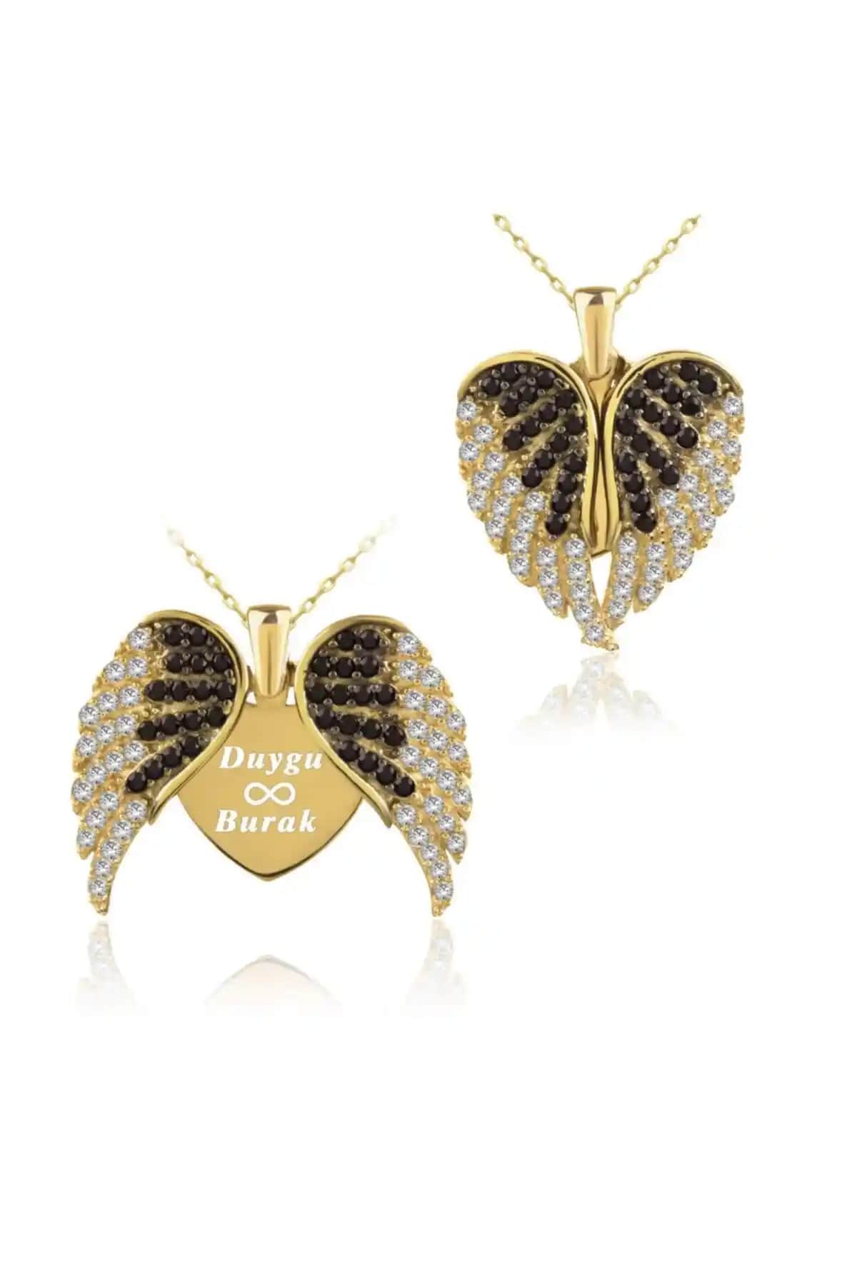 Indigo Takı Aşkın Kanatları Altın Kaplama Gümüş Kolye Şıklık ve Anlam Bir Arada