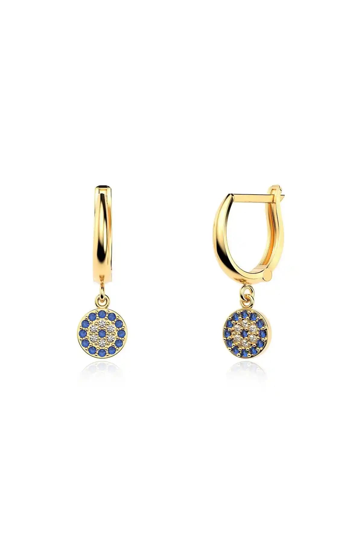 Indigo Takı Küçük Nazar Boncuğu Altın Kaplama Gümüş Küpe: Zarif ve Modern Tasarım, Günlük ve Özel Kullanım İçin Ideal