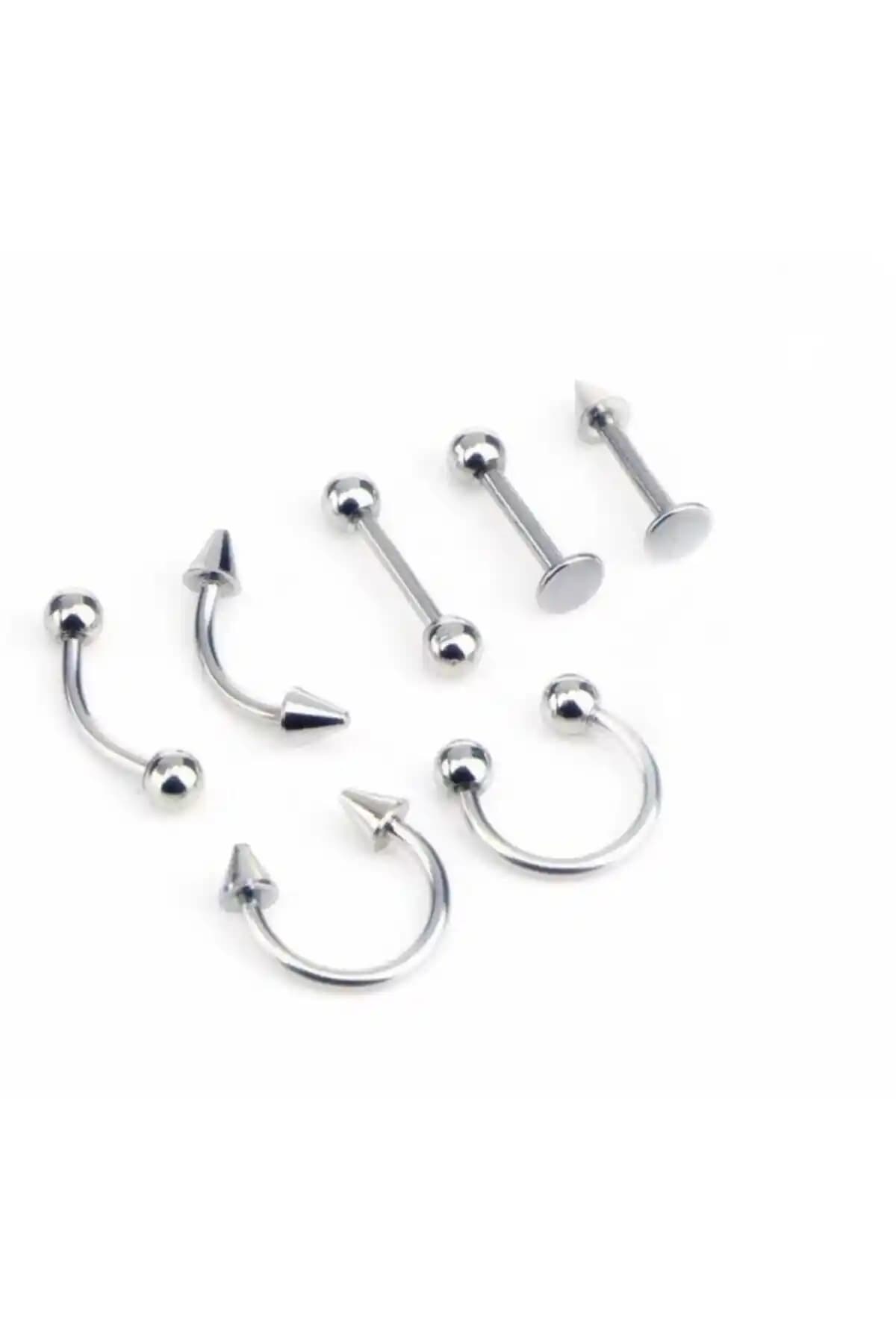 2025'te Jaida Moda'nın 7 Parçalık Unisex Gümüş Piercing Setiyle Tarzınızı Yenile