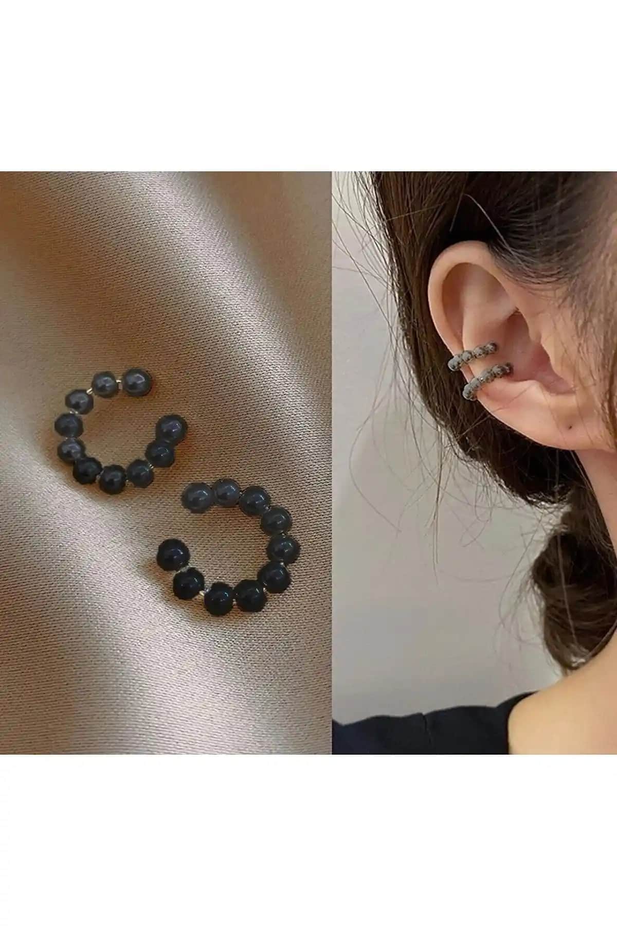 Kadın Kıkırdak Küpe Karşılaştırması: Siyah İncili ve 2'li Set Modelleri