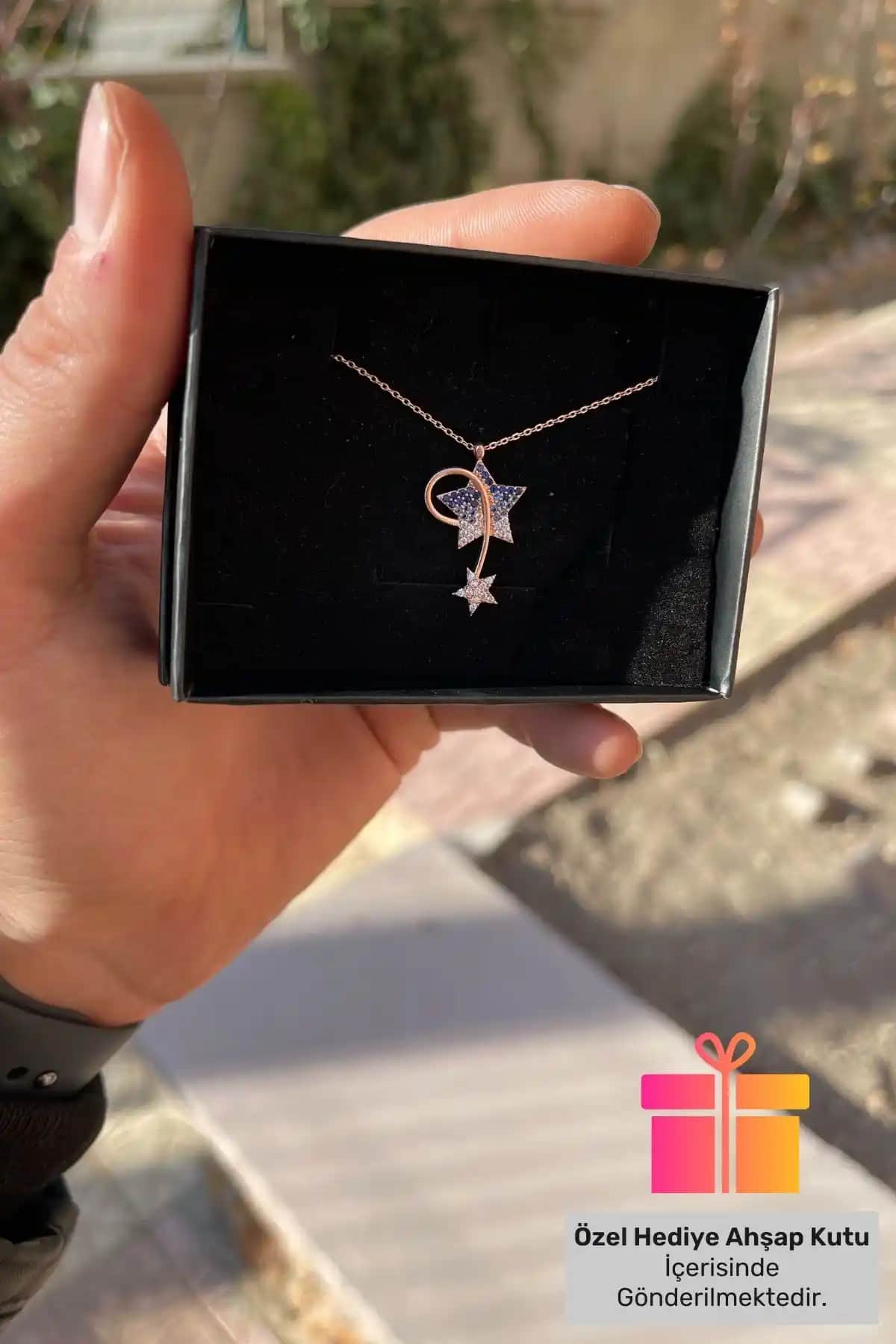 Lucente Jewelry Pembe Gümüş Zirkon Taşlı Kolye Hediye Kutusunda Zarif Tasarım