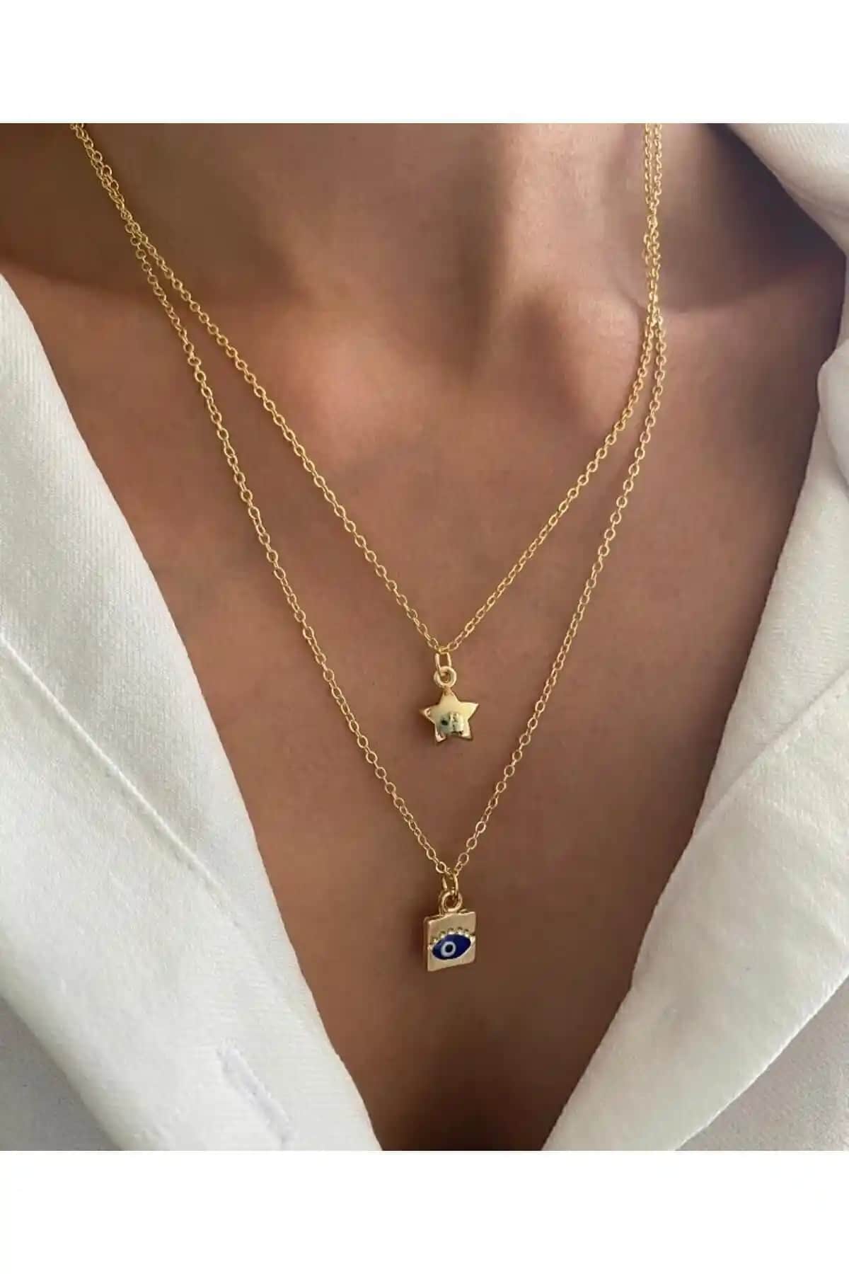 MagicStone Summer Star Altın İkili Kombin Kolye: Şıklık ve Zarafetin En Güzel Buluşması