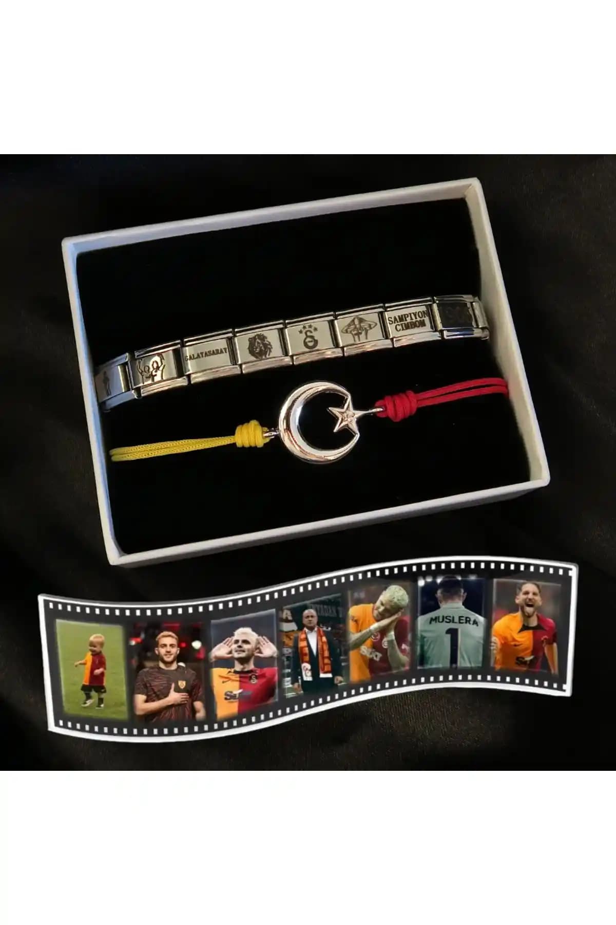 Nokt SARI KIRMIZI TAKIM ŞAMPİYON BİLEKLİĞİ: Şık ve Dayanıklı Paslanmaz Çelik Aksesuar