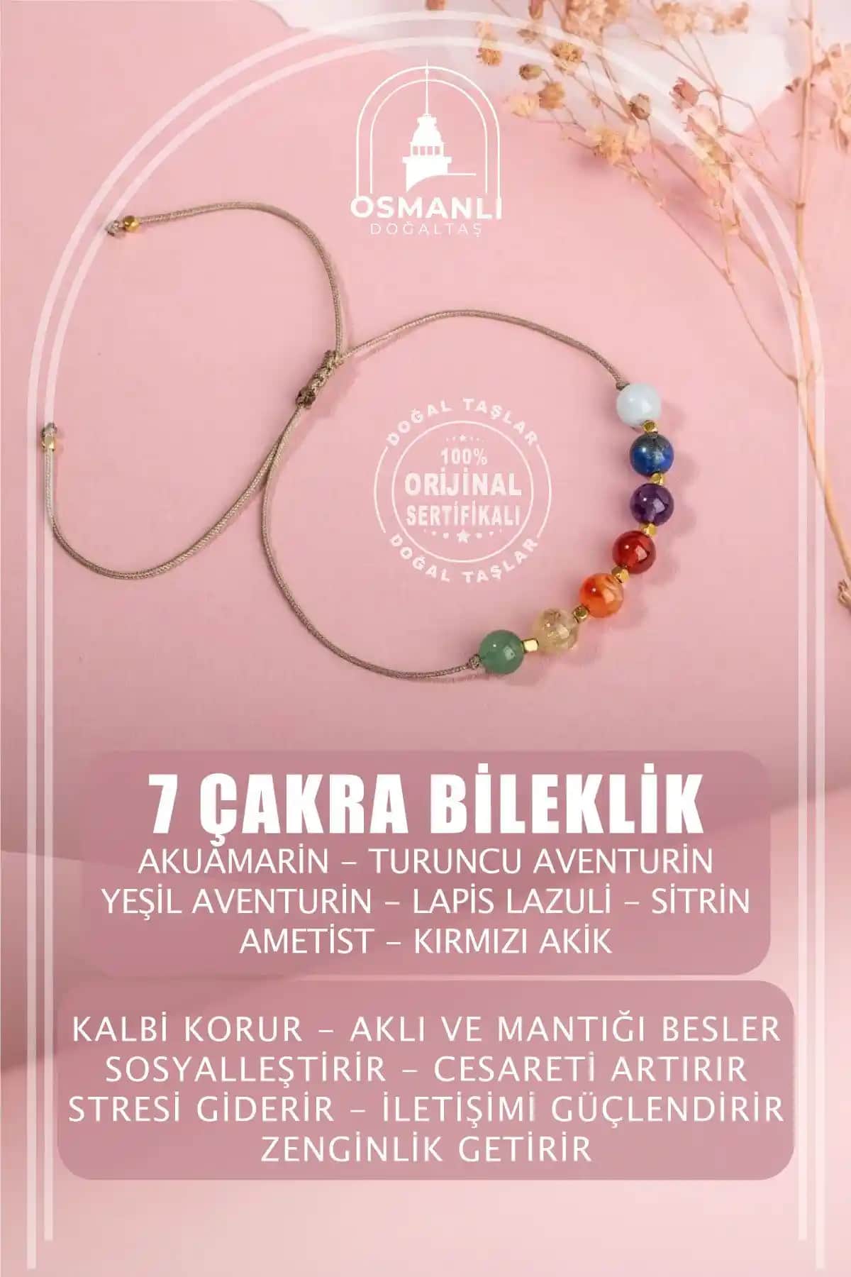Osmanlı Doğal Taş 7 Çakra Bileklik: Enerji Dengeleyici ve Şık Takı Seçeneği
