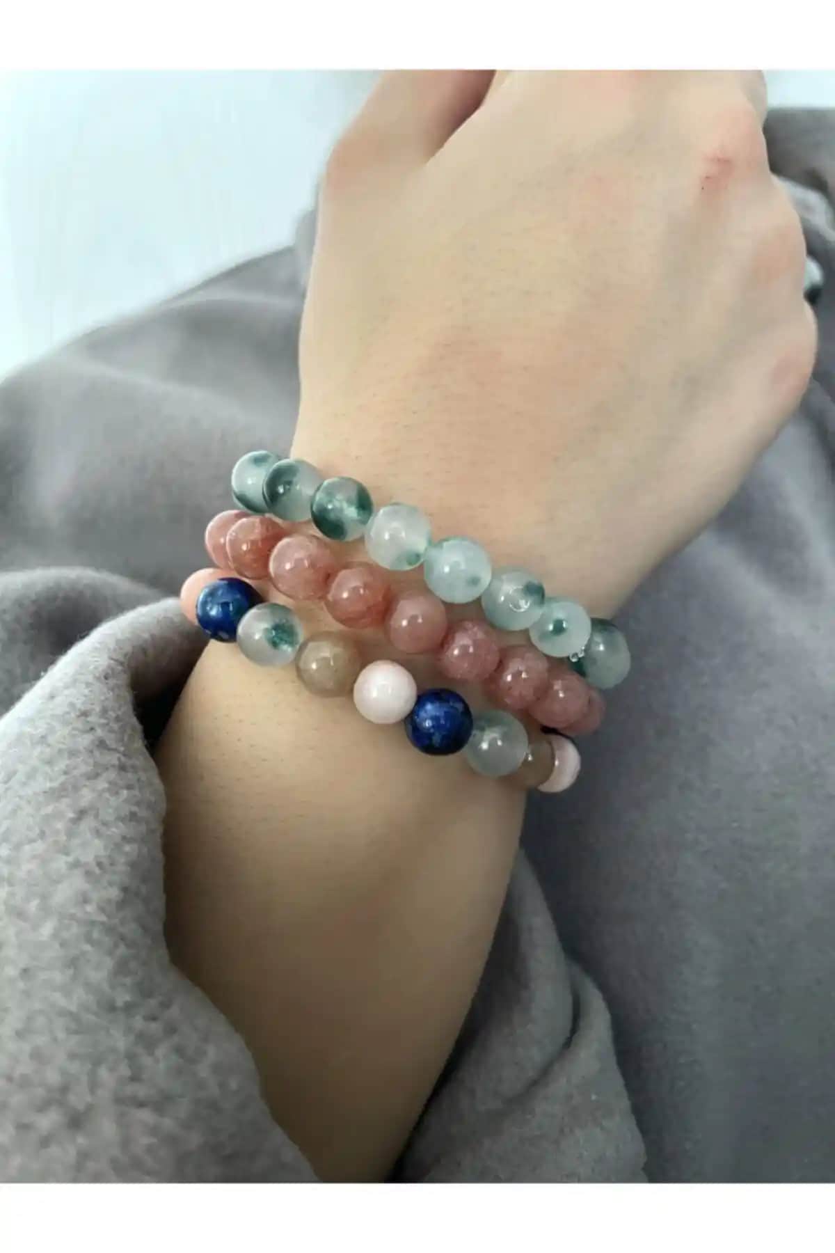 Padore Kadın Jade Doğal Taşlı 3'lü Bileklik Seti Şık ve Doğal Tasarım