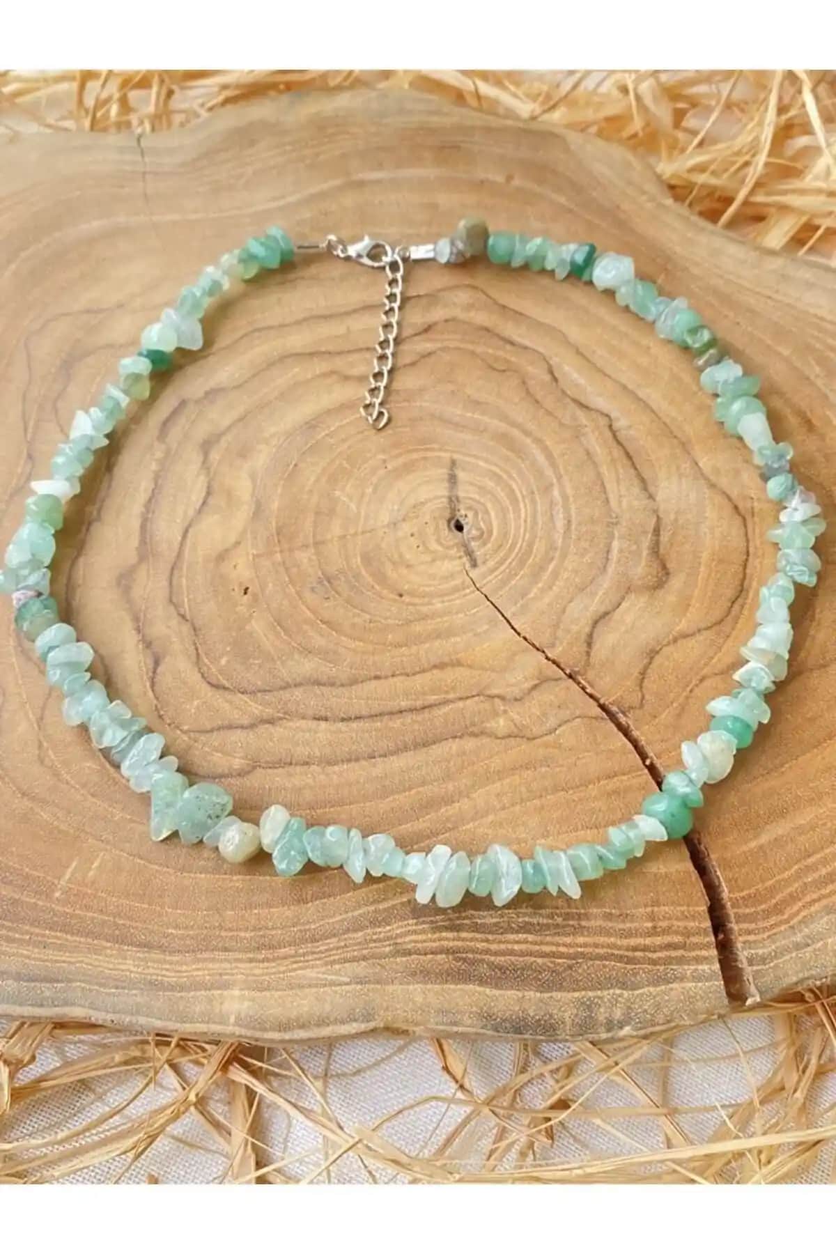 SARRAF DOĞALTAŞ Kadın Aventurin Taşı Kırık Doğaltaş Kolye: Doğal Güzellik ve Şıklık Bir Arada