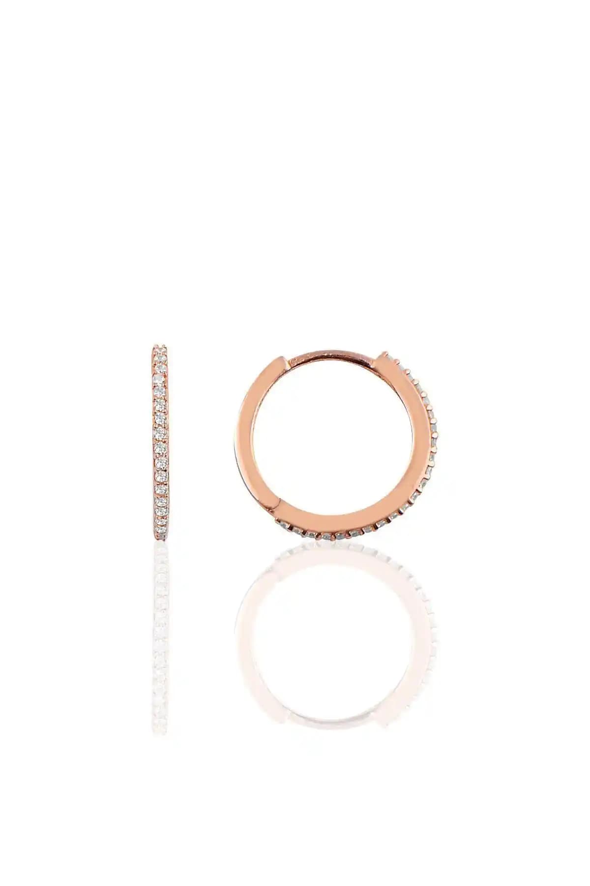 Söğütlü Silver Gümüş 17 Mm Rose Zirkon Taşlı Tamtur Halka Küpe - Zarif ve Dayanıklı Tasarım