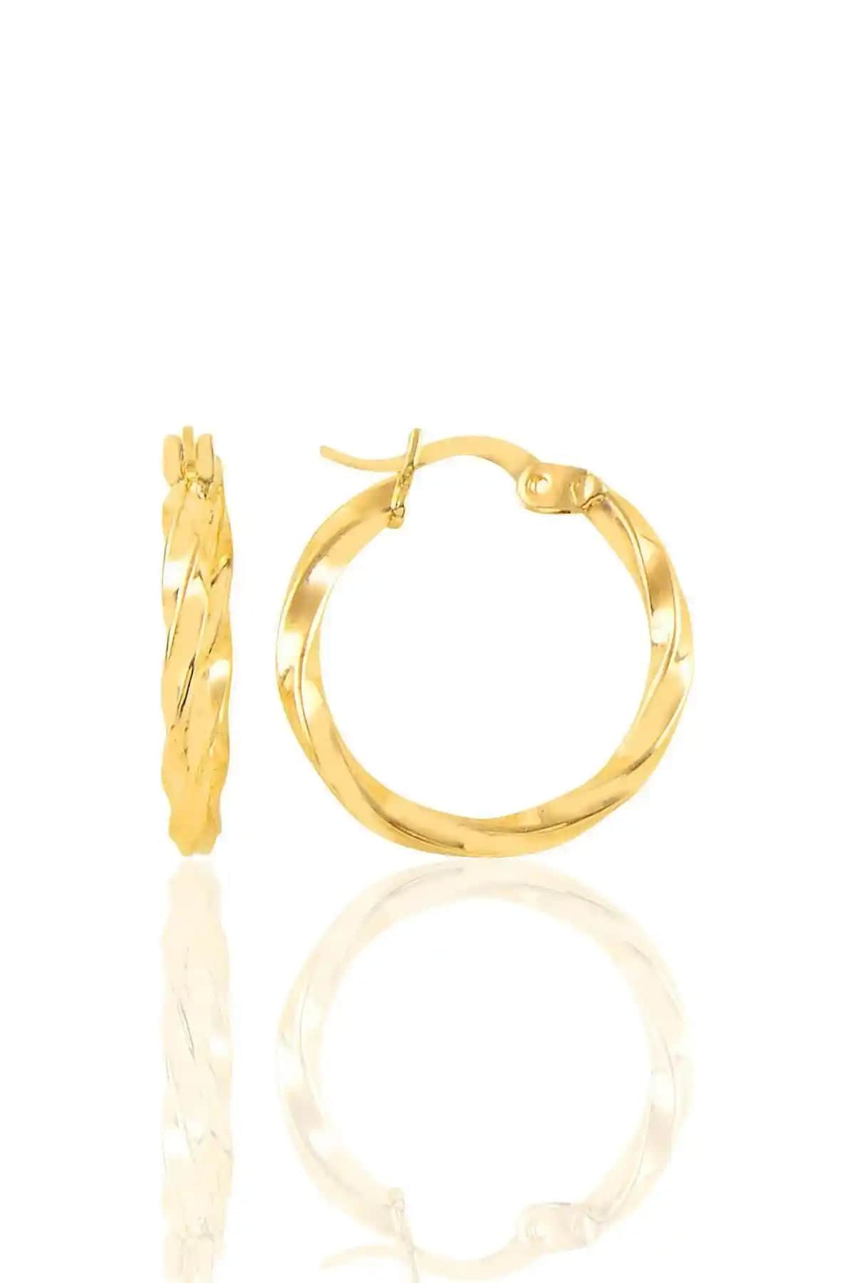 Söğütlü Silver Gümüş Altın Yaldızlı Burgu Küpe Kadınlar İçin Şık ve Dayanıklı Takı Seçeneği