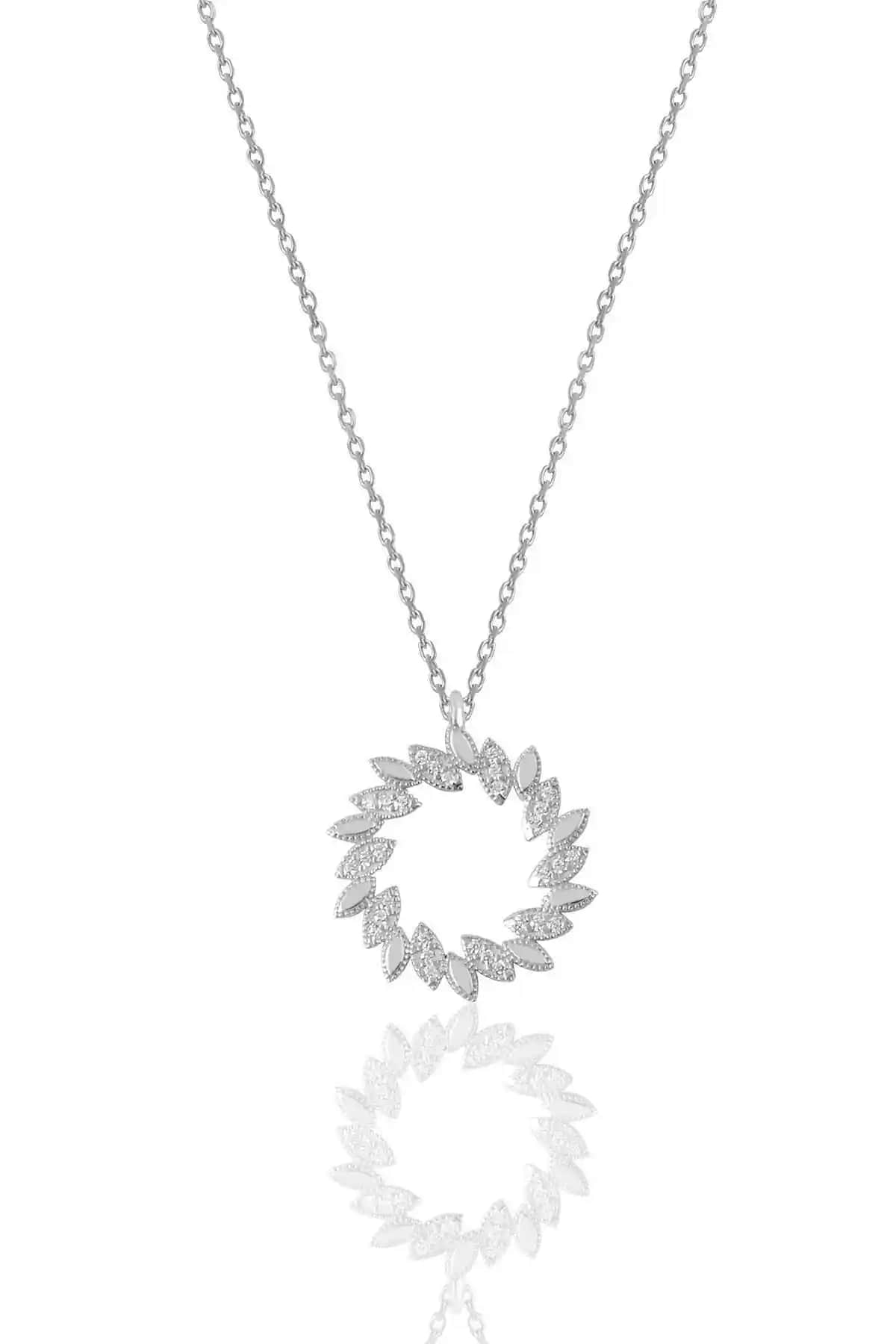 Söğütlü Silver Gümüş Rodyumlu Zirkon Taşlı Güneş Kolye - Zarif ve Şık Takı Seçeneği