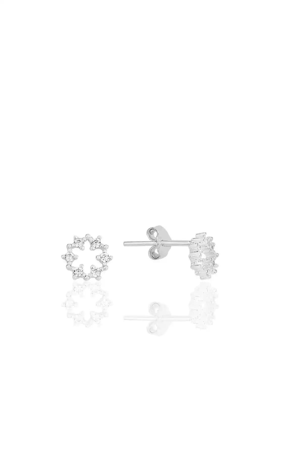 Söğütlü Silver Kar Tanesi Motifli Rodyum Kaplama Gümüş Küpe Tasarımı