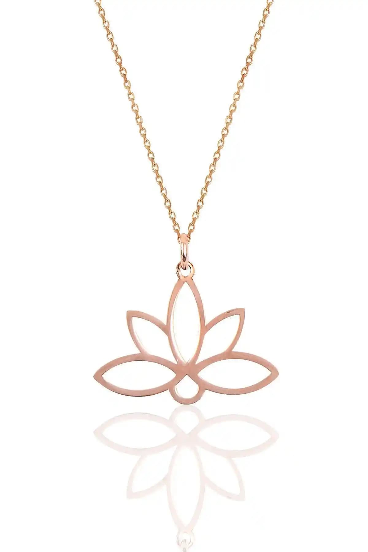 Söğütlü Silver Lotus Çiçeği Kolye Güçlü Sonsuz Yaşam Sembolü