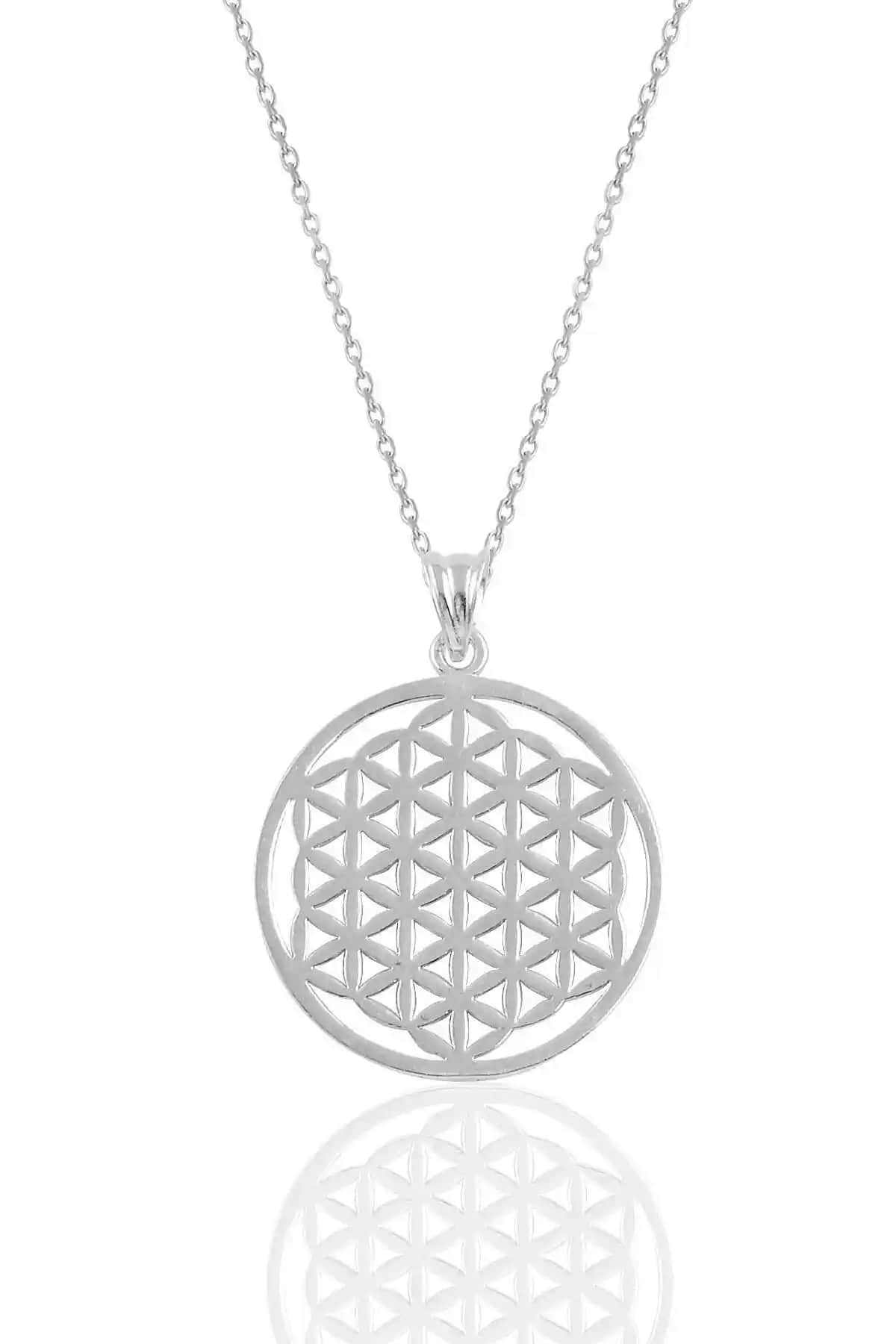 Söğütlü Silver Rodyum Kaplamalı Yaşam Çiçeği Kolye - Uzun Ömürlü ve Şık Tasarım