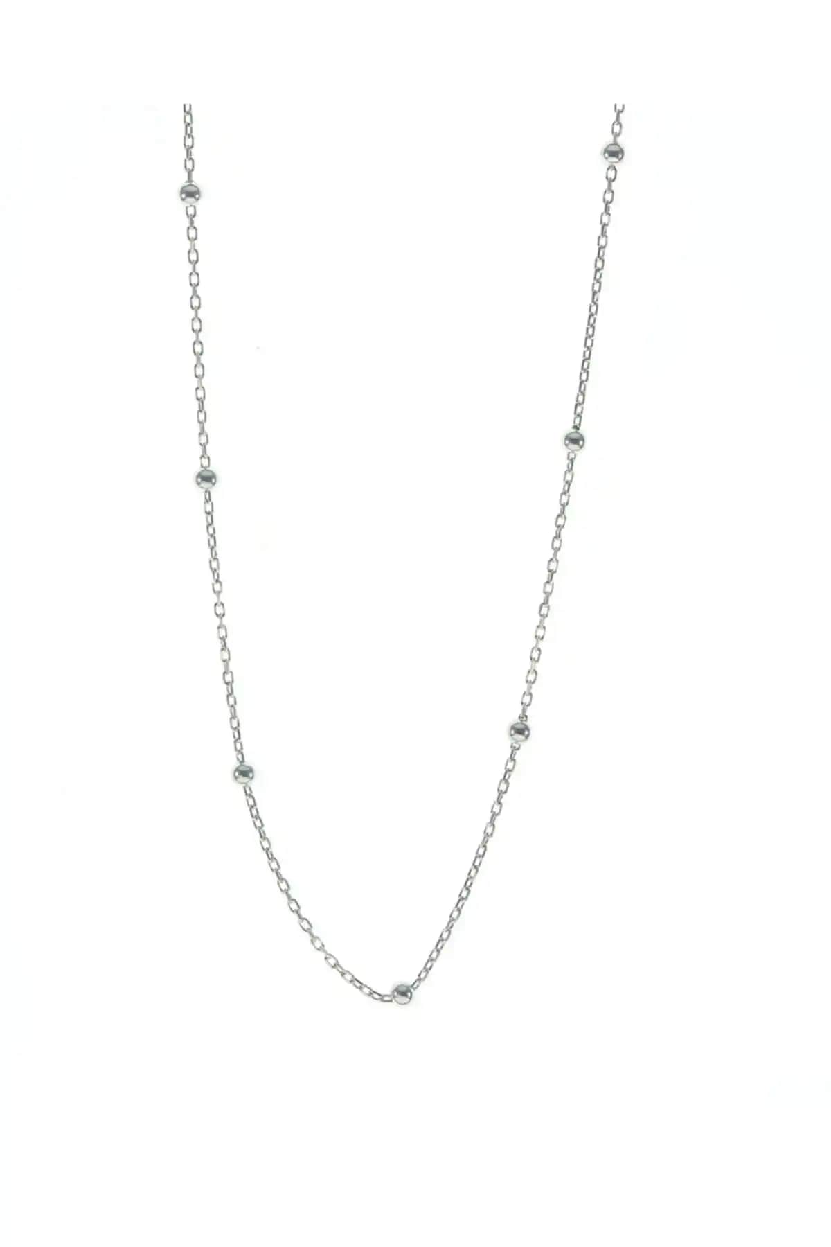 Söğütlü Silver Rodyumlu Top Top Zincir 45 cm şık ve dayanıklı gümüş aksesuar