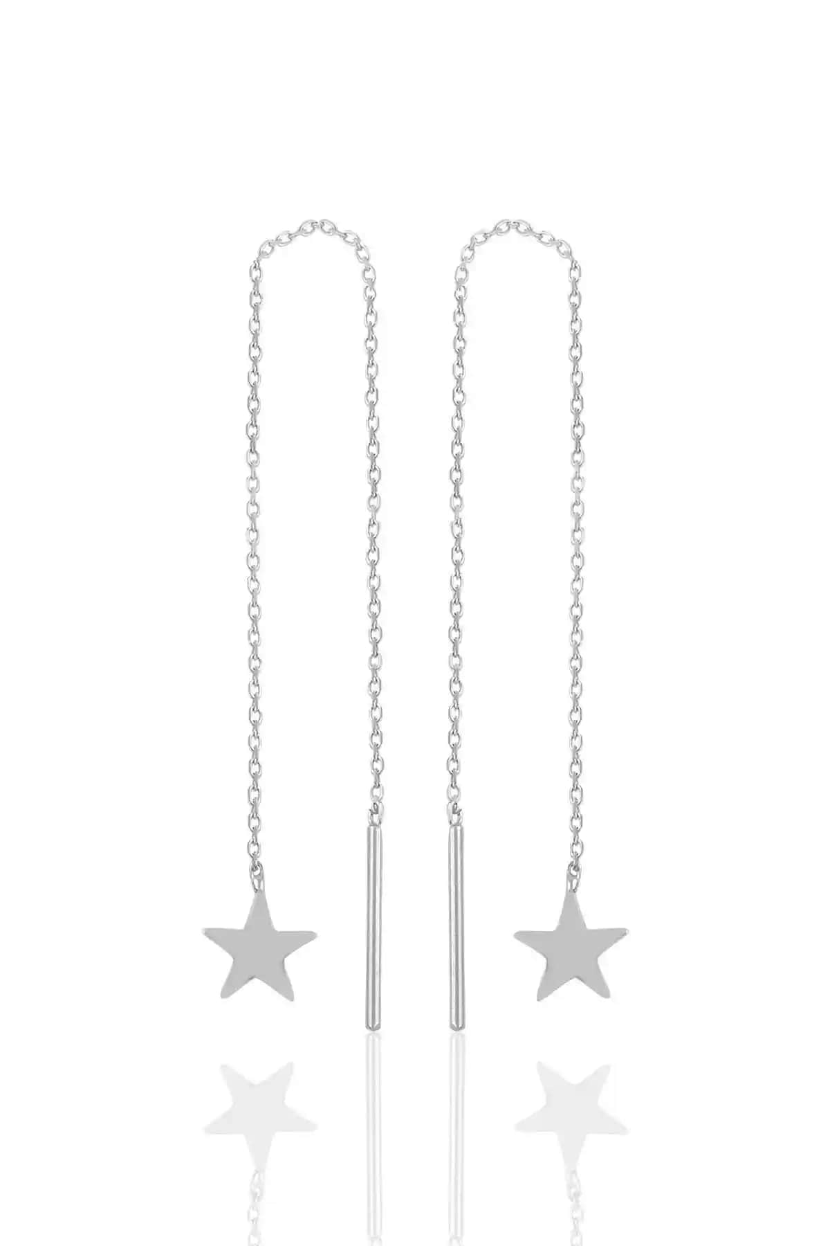 Söğütlü Silver Rodyumlu Yıldız Gümsü Zincir Küpe ile Zarif ve Dayanıklı Takı Seçenekleri