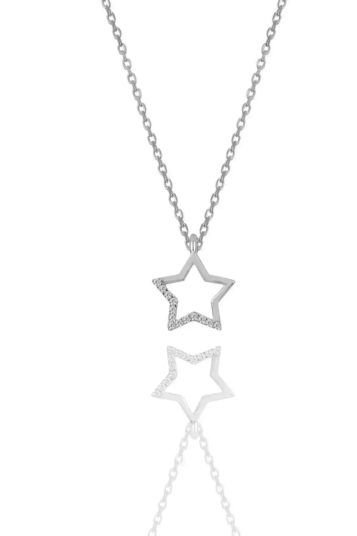 Söğütlü Silver Yılz Kolye Rodyum Kaplama Zirkon Taşlı Modern Tasarım