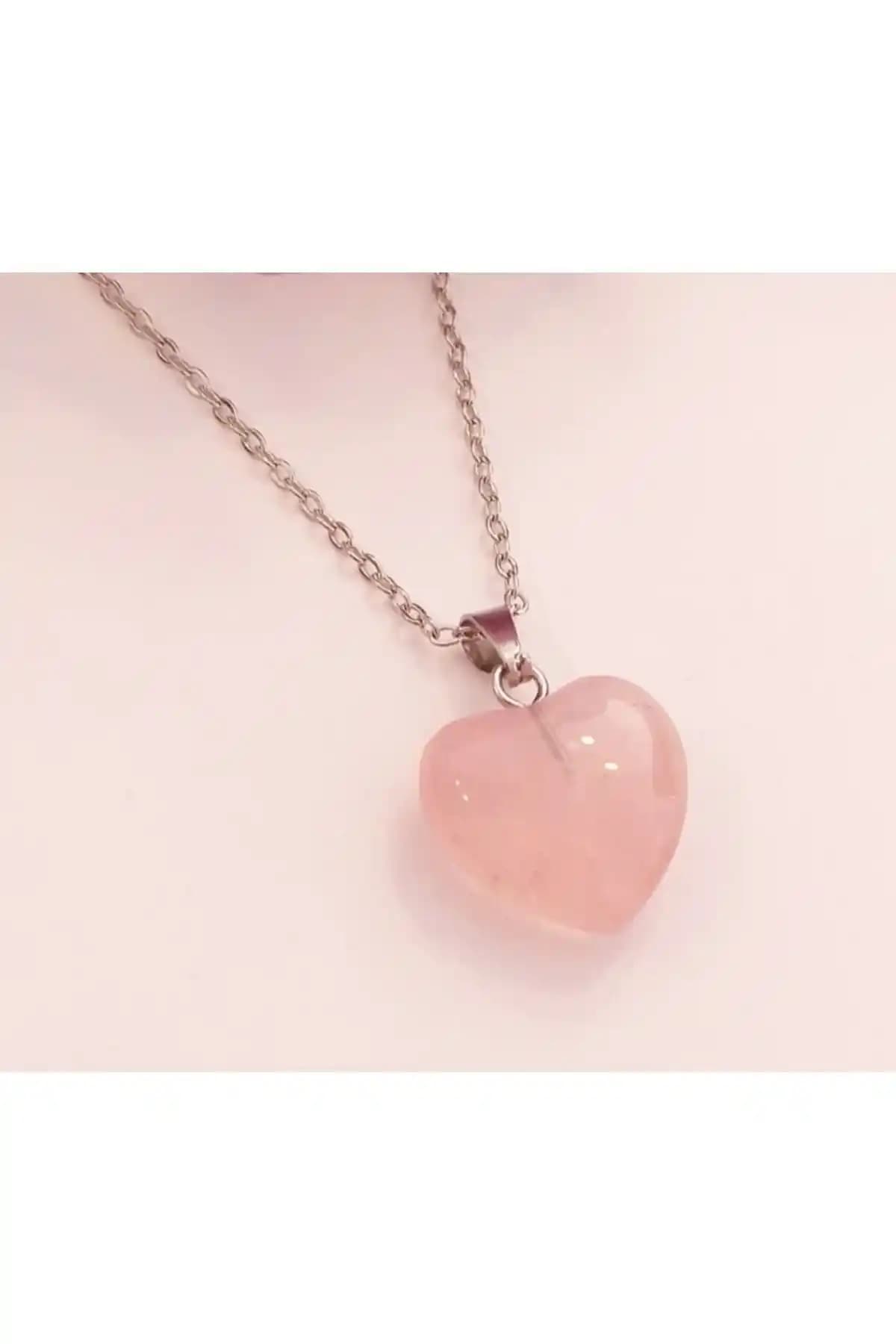 Sweet Yeni Kalp Pembe Kuvars Zincirli Kolye: Estetik ve Anlam Dolu Duygusal Takı