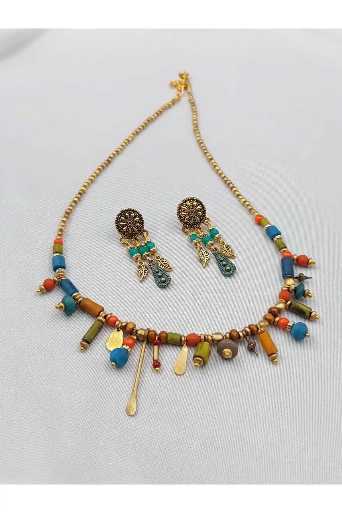 Takitokaciniz Otantik Kolye ve Küpe Seti Türkiye Menşei Zarif Tasarım