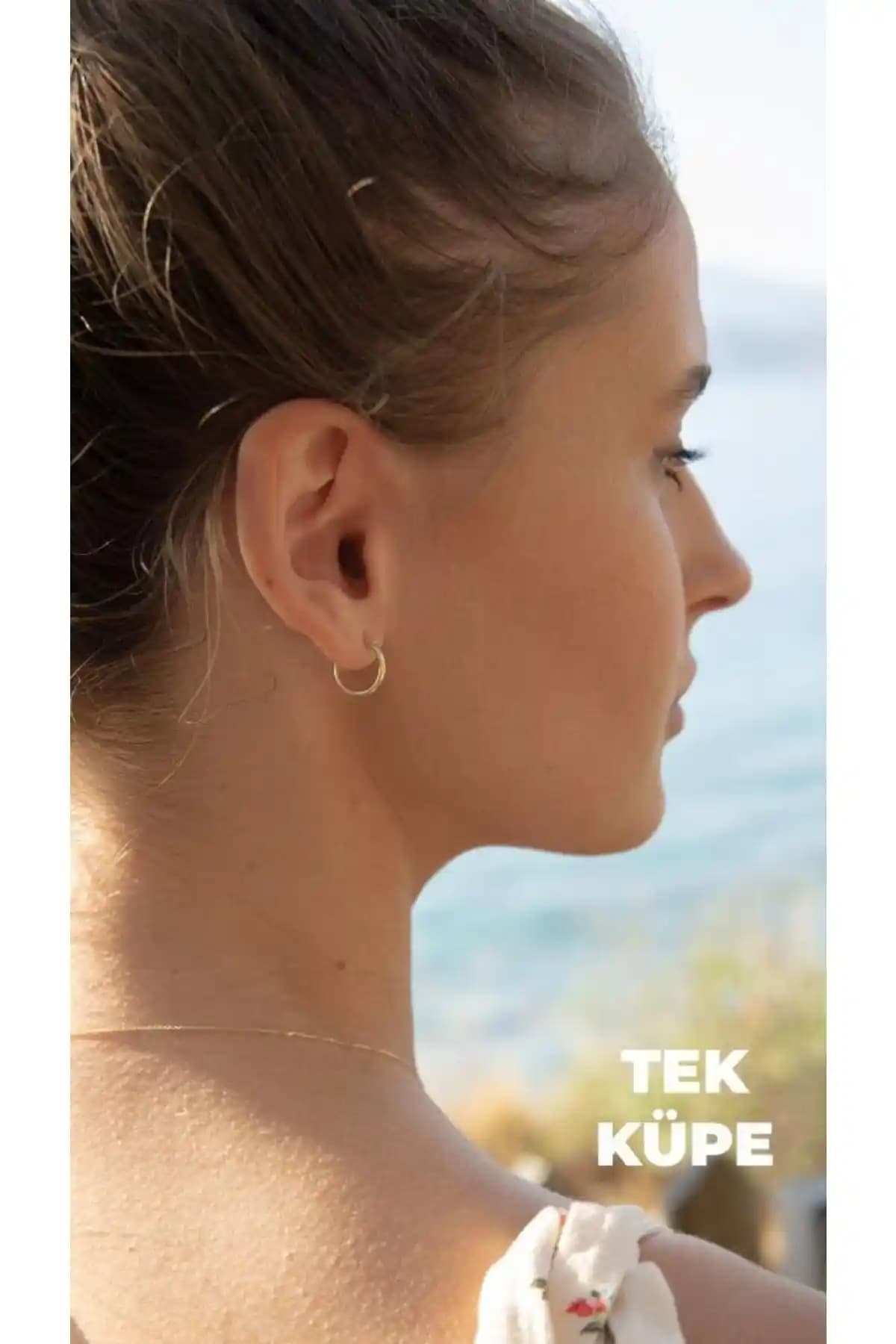 Tufanlar Kuyumculuk Altın Halka Küpe 1 Cm Tekli Günlük ve Şık Kullanım İçin