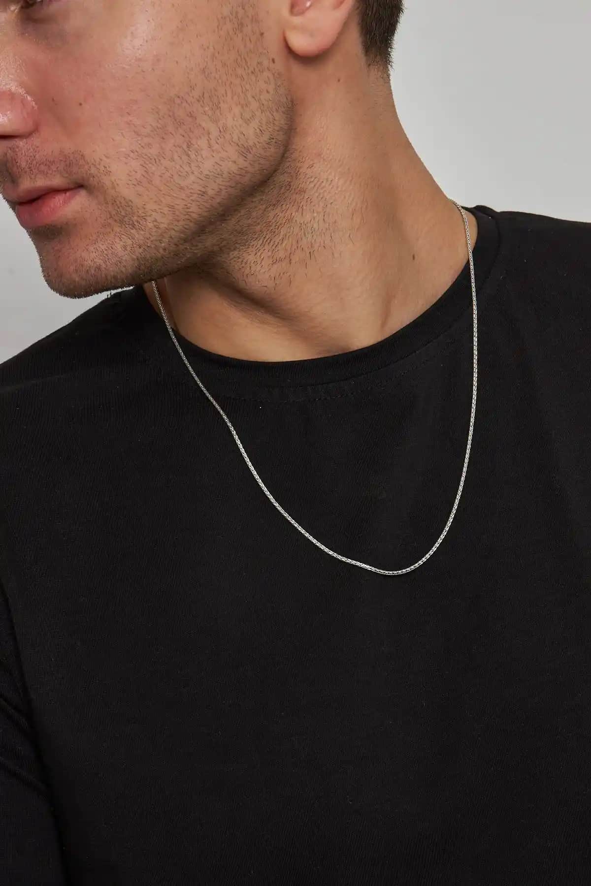 Ventino Silver 1,5mm Spiga Gümüş Erkek Zincir Kolye Dayanıklı ve Şık Tasarım