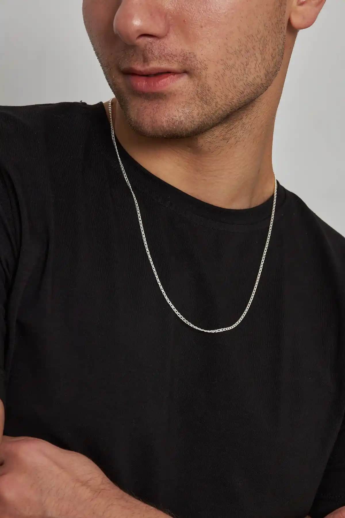 Ventino Silver 2mm Rambo Erkek Zincir Kolye - Şık ve Dayanıklı Gümüş Tasarım