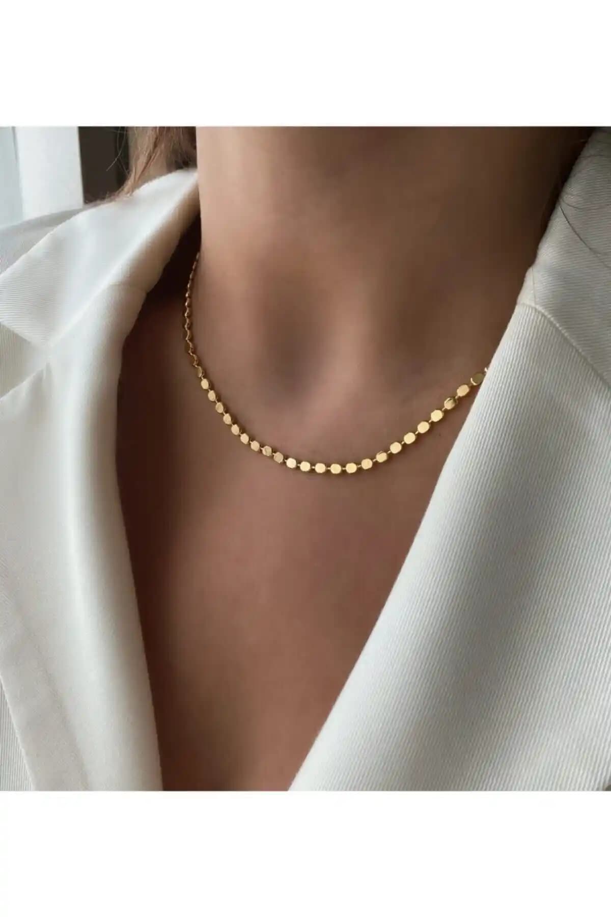 Vi Store Altın Kaplama Top Zincir Kolye ile Zarif ve Şık Görünüm Yaratın