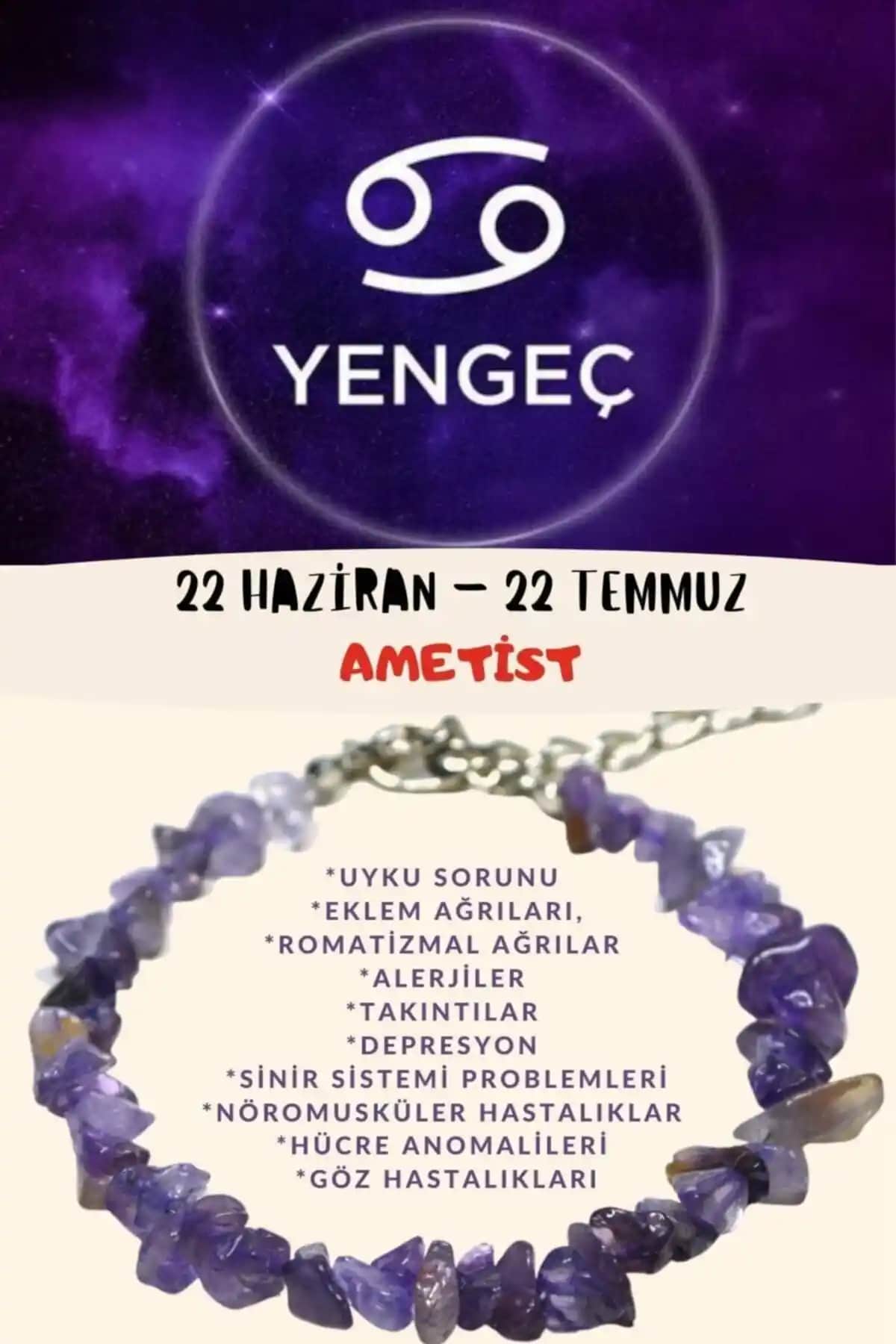 Yengeç Burcu İçin Gümüş Sertifikalı Ametist Taşlı Bileklik Modern ve Spiritüel Tasarım