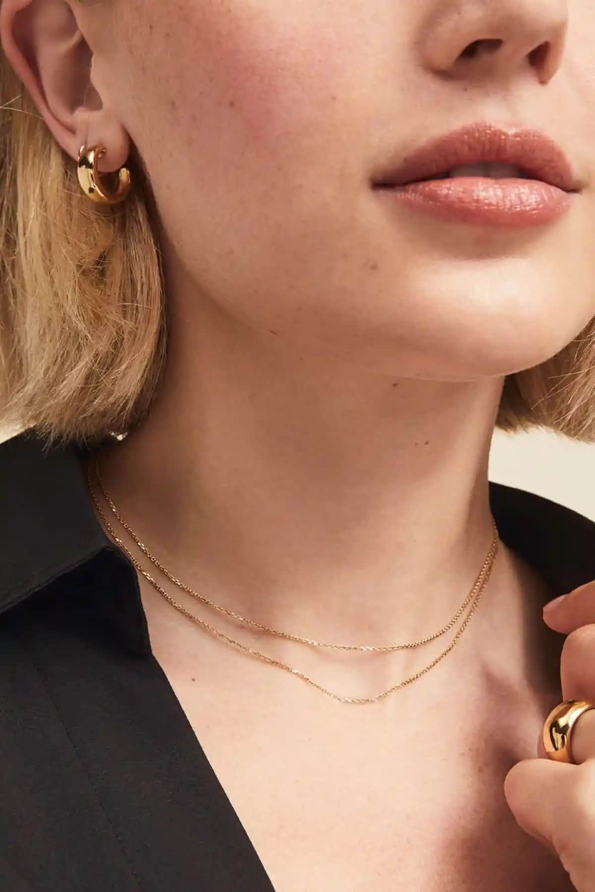 Yeni Obsessions İnce Zincir Kısa İkili Kolye Modaya Uygun Zarif Aksesuar