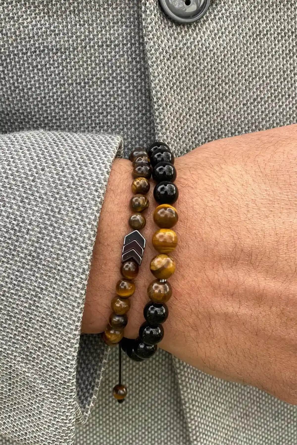 Zuk Collection Doğal Taş Bileklik Seti Erkek ve Kadınlar İçin Şık ve Enerjik Aksesuarlar