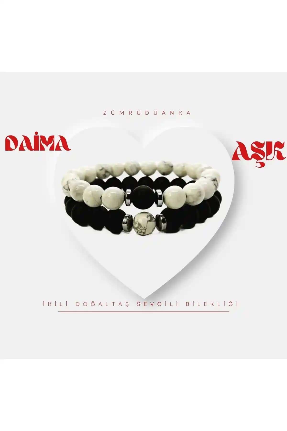 Zümrüdüanka Taş Doğaltaş Unisex Bileklik Siyah Beyaz Tasarım ve Özellikleri