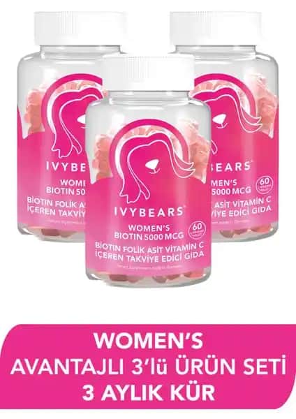 Ivybears Kadın Saç Vitamini: Saç ve Tırnak Sağlığını Destekleyen Doğal Takviye