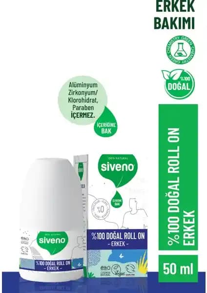 Siveno %100 Doğal Roll-On Erkek Deodorant: Ferah ve Etkili Koku Kontrolü