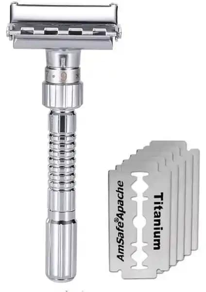 Danlu Erkekler İçin Ayarlanabilir Güvenlikli Katlanabilir Tıraş Jileti ve Epilasyon Aracı