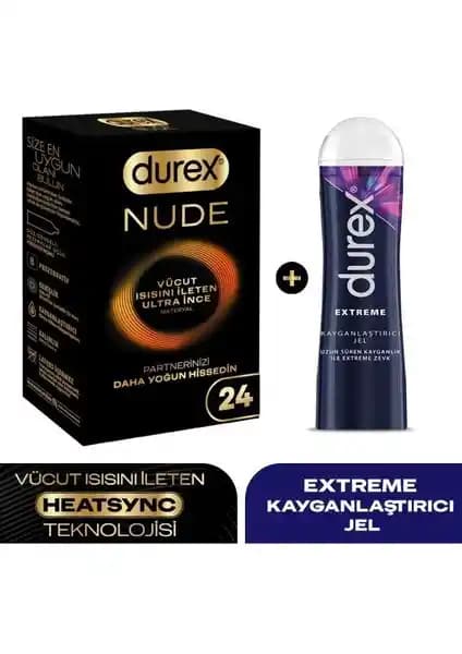 Durex Nude Ultra İnce Prezervatif ve Extreme Jel Seti Doğal His ve Güvenlik Sağlar