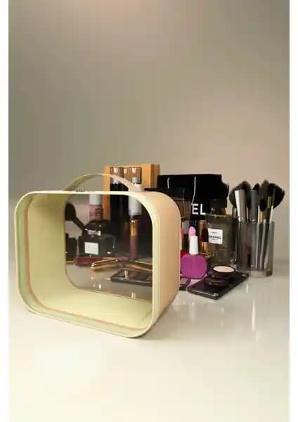 Palwin Şeffaf Deri Makyaj Çantası Günlük ve Seyahat Kullanımı İçin Uygun