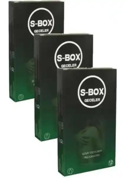 S-Box Geceler Prezervatif 3X12'li Paket Güvenli ve Ekonomik Cinsel Koruma Ürünü