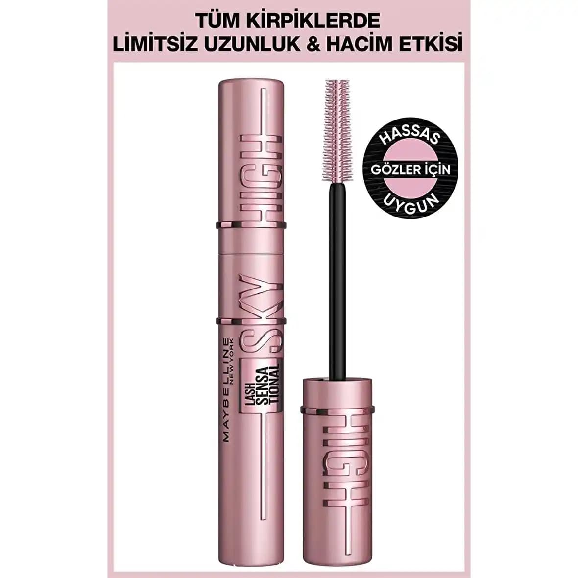Maybelline Lash Sensational Sky High Fiber Fırça Siyah Rimel ile Etkileyici Kirpikler