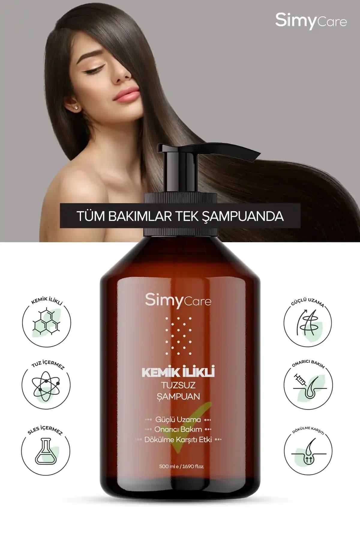 Simycare Kemik İlikli Şampuan ile Saç Dökülmesini Azaltan ve Canlılık Veren Doğal Bakım