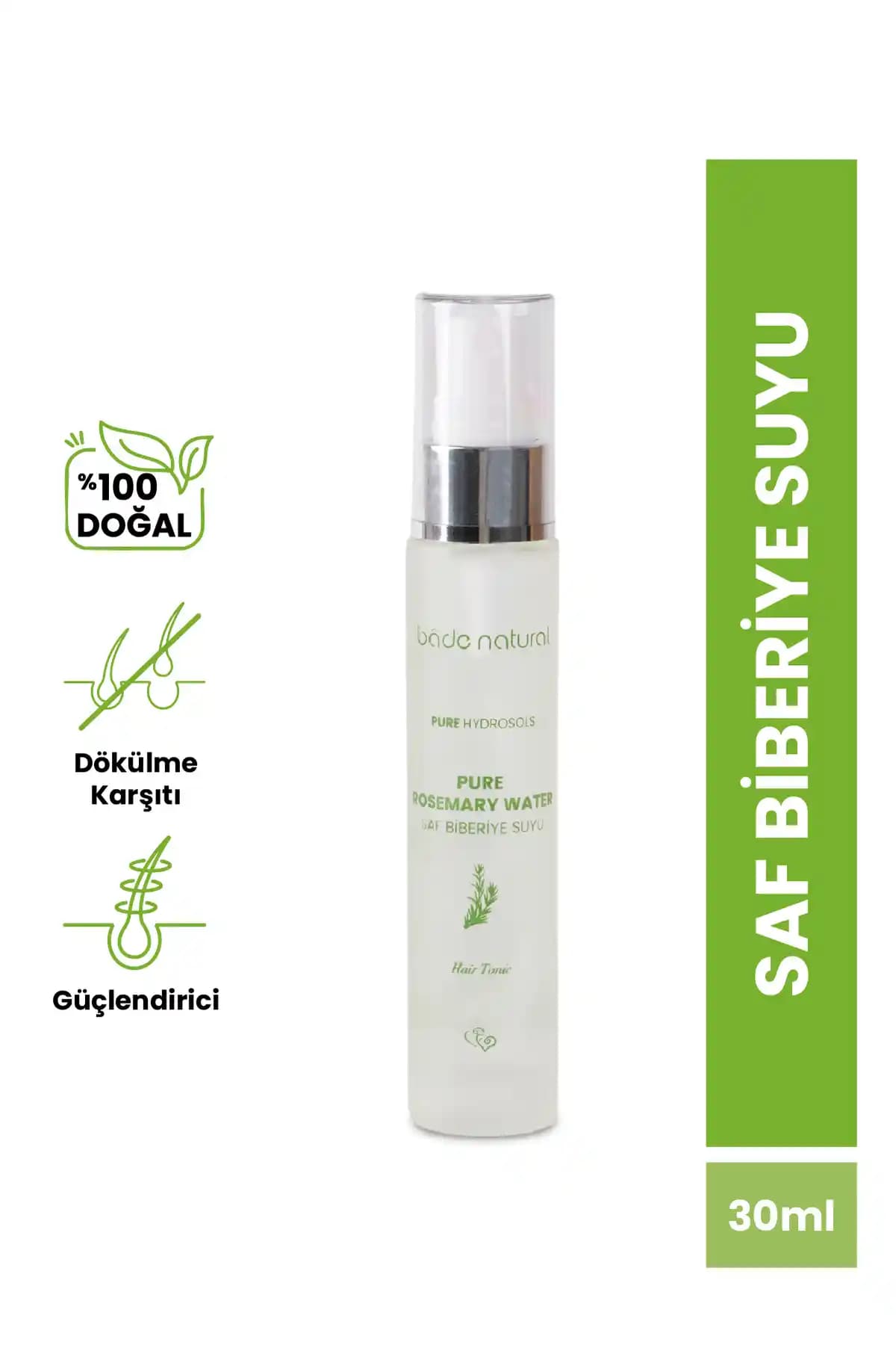 Bade Natural Biberiye Suyu Güçlendirici Saç Toniği 30 ml Seyahat Boyu ile Doğal Bakım