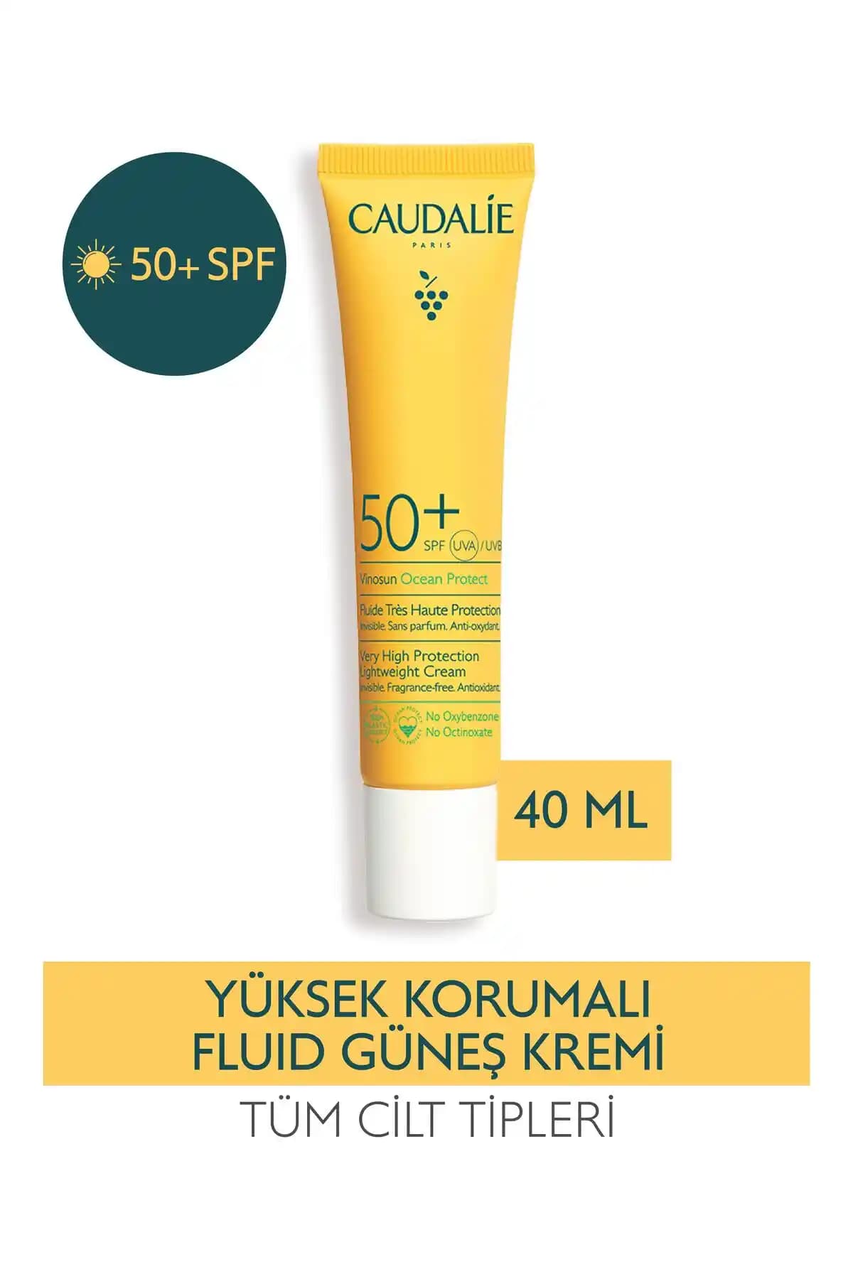 Caudalie Vinosun SPF50+ Ocean Protect 40 ml Parfümsüz Suya Dayanıklı Güneş Koruyucu Krem