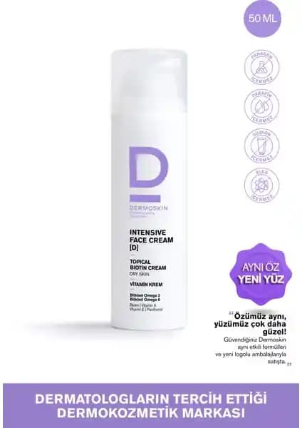 Dermoskin Intensive Face Topicalbiotin Cream: Kuru Ciltler İçin Yoğun Nemlendirici ve Antioksidan Bakım